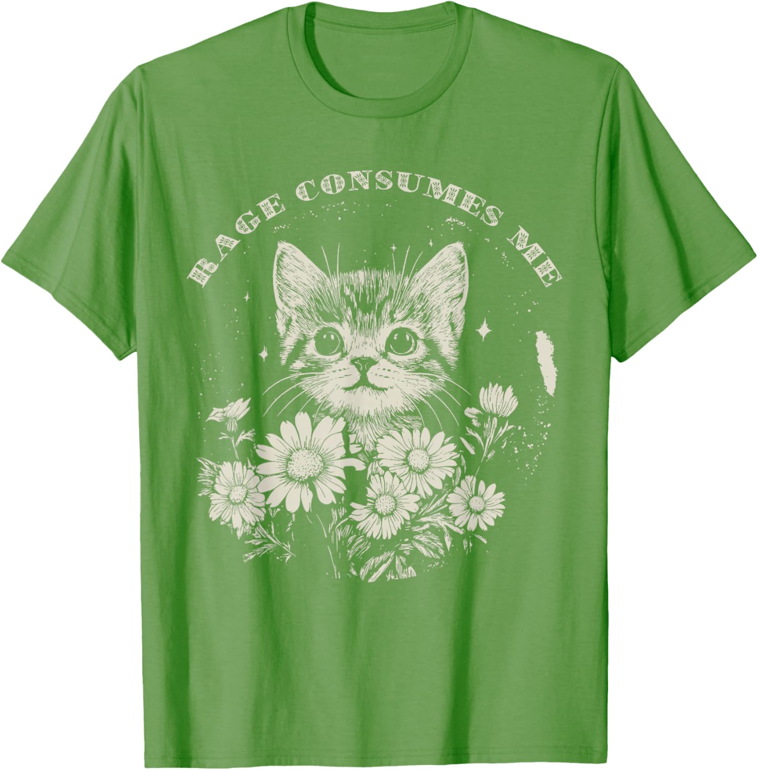 Cute Cat Rage T-Shirt Funny Sarcastic Kitten with Flower Design - 7
