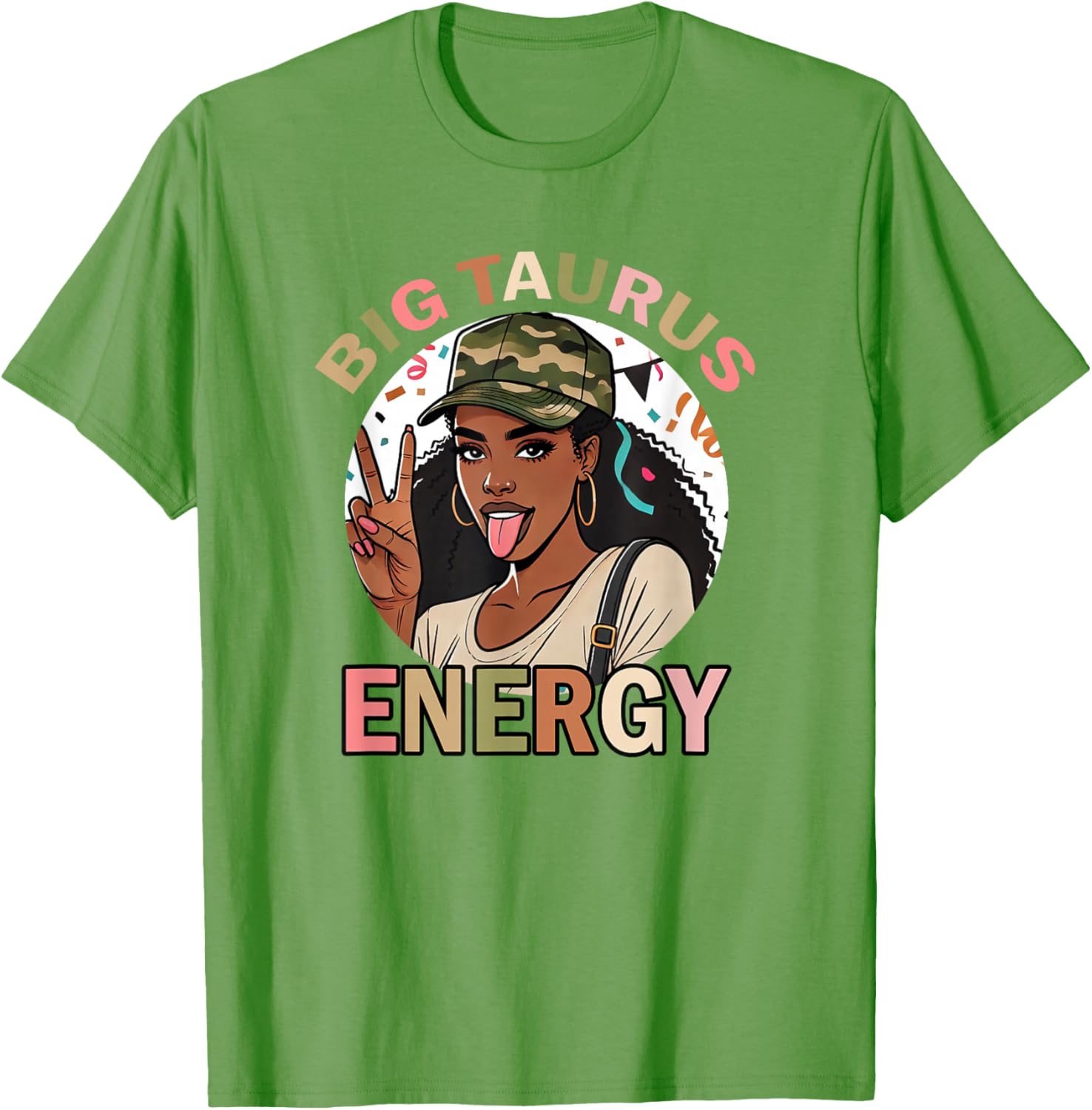 Big Taurus Energy Camo T-Shirt for Black Women - Retro Birthday Gift - 10