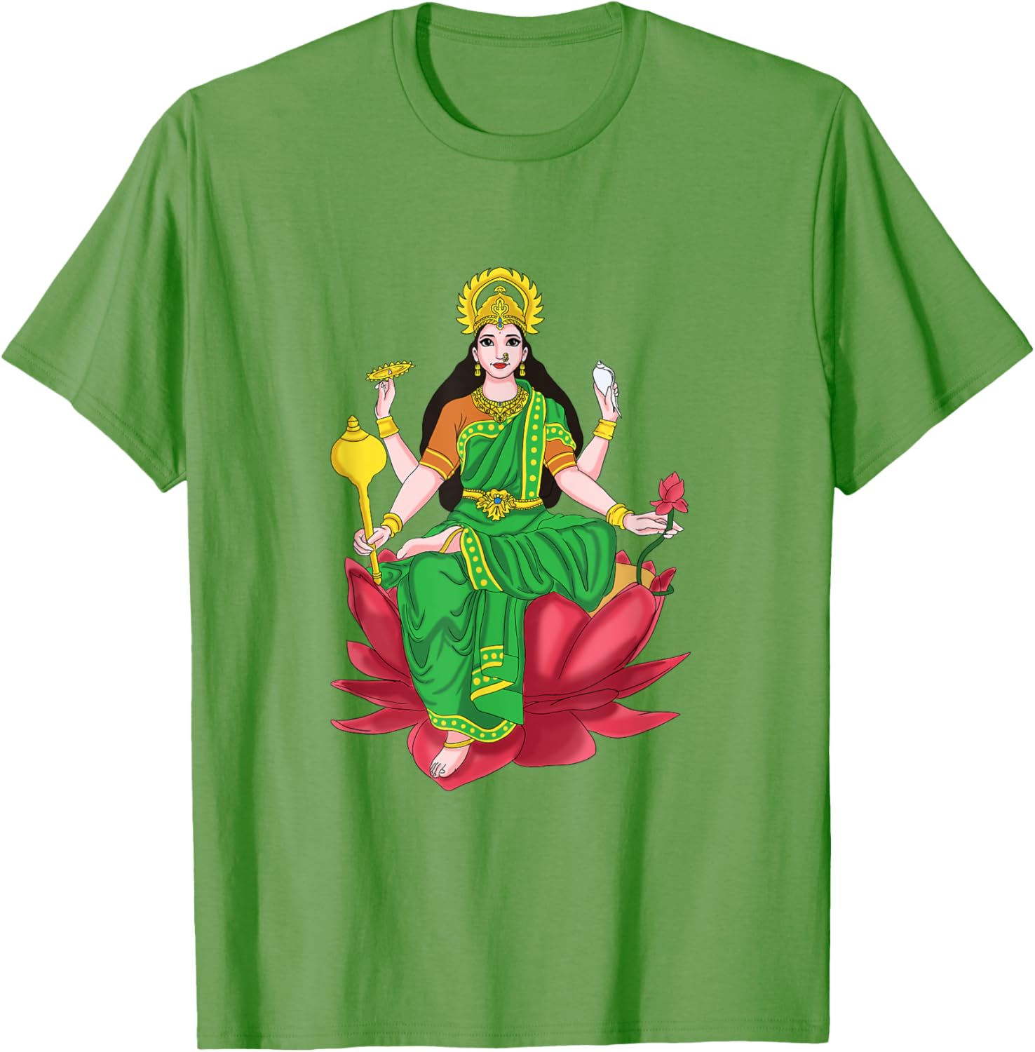 Laxmi Mata Diwali T-Shirt with Lotus Illustration for Pooja Celebrations - 6
