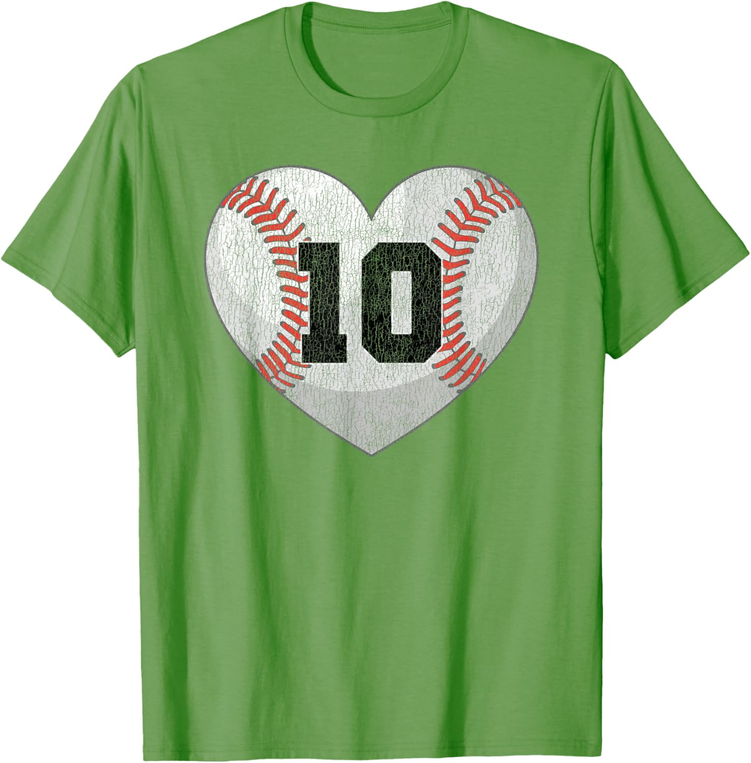 Baseball Mom T-Shirt with Distressed Heart and Number 10 Design - 15