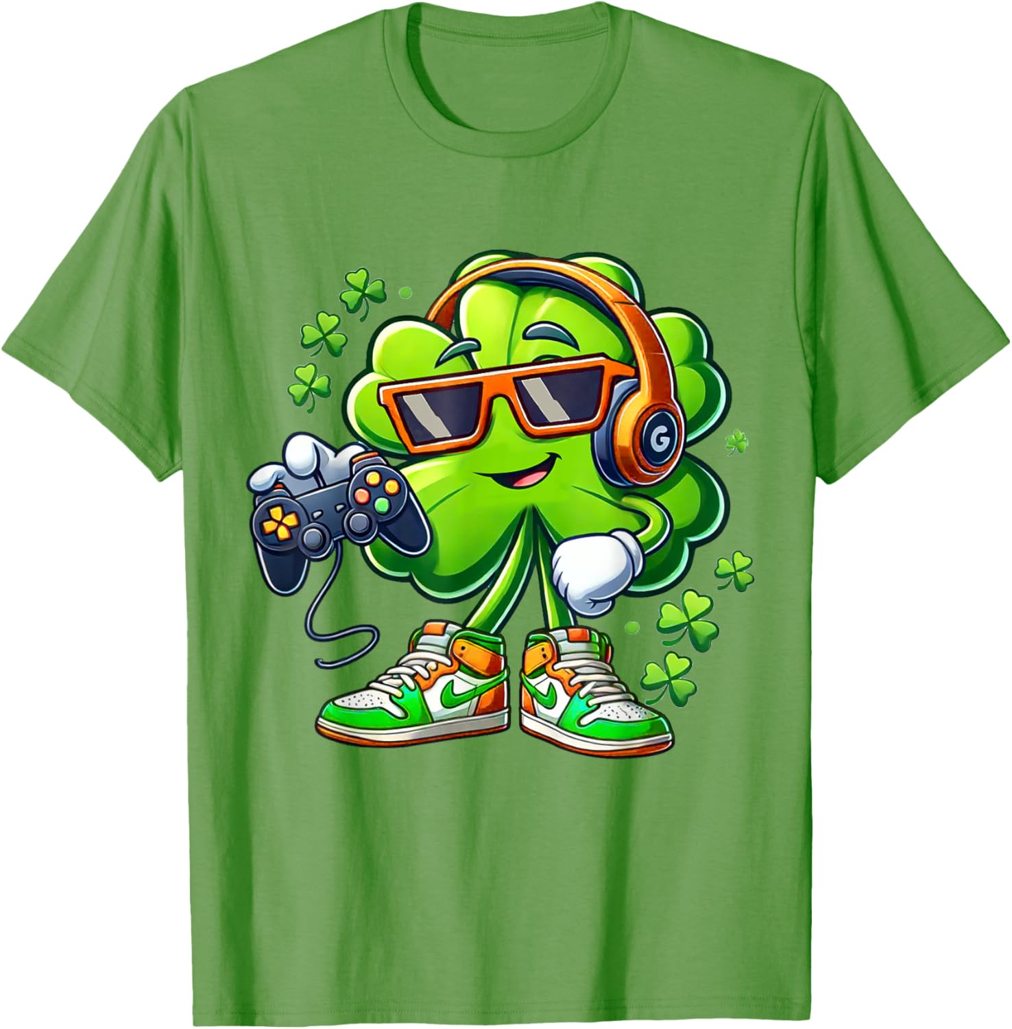 Funny St Patricks Day Gamer T-Shirt for Boys with Shamrock Design - 7