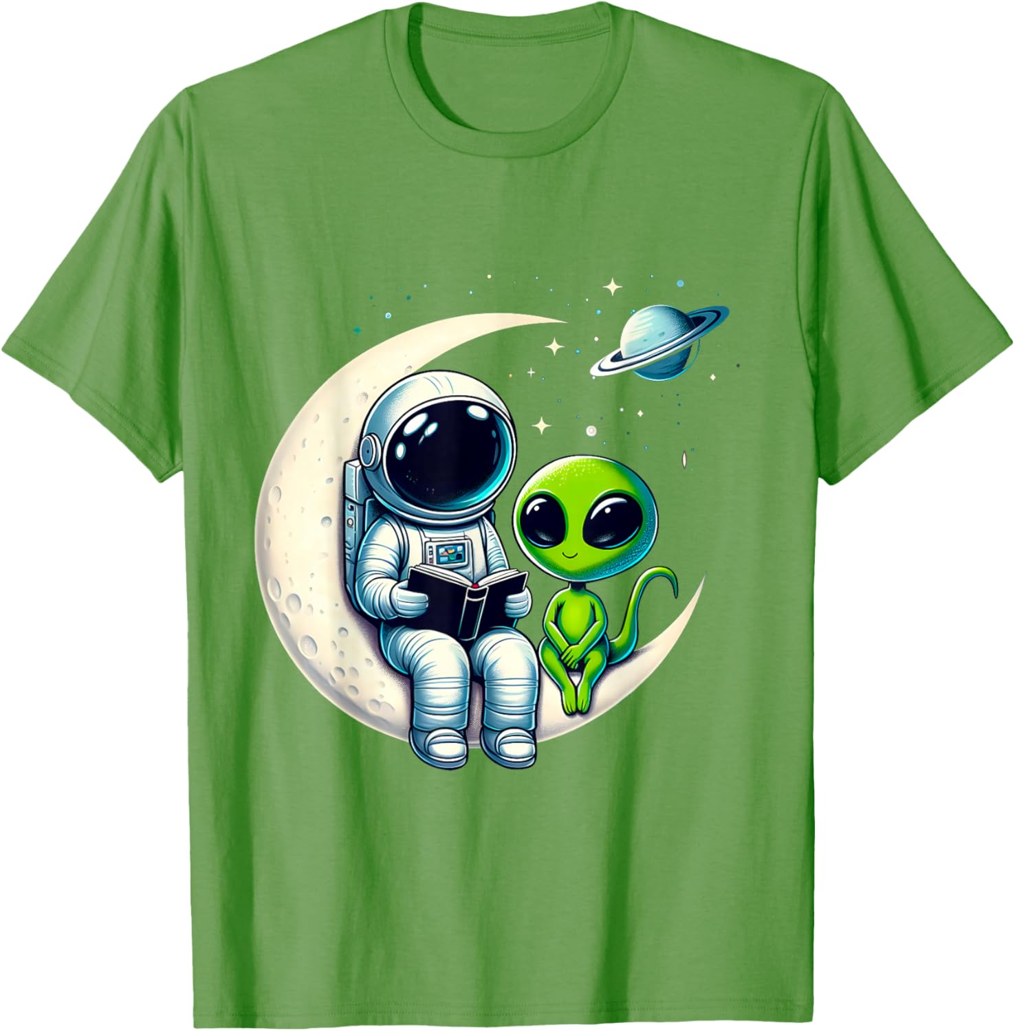 Astronaut Reading to Alien Kids T-Shirt for Space Lovers and Dreamers - 13