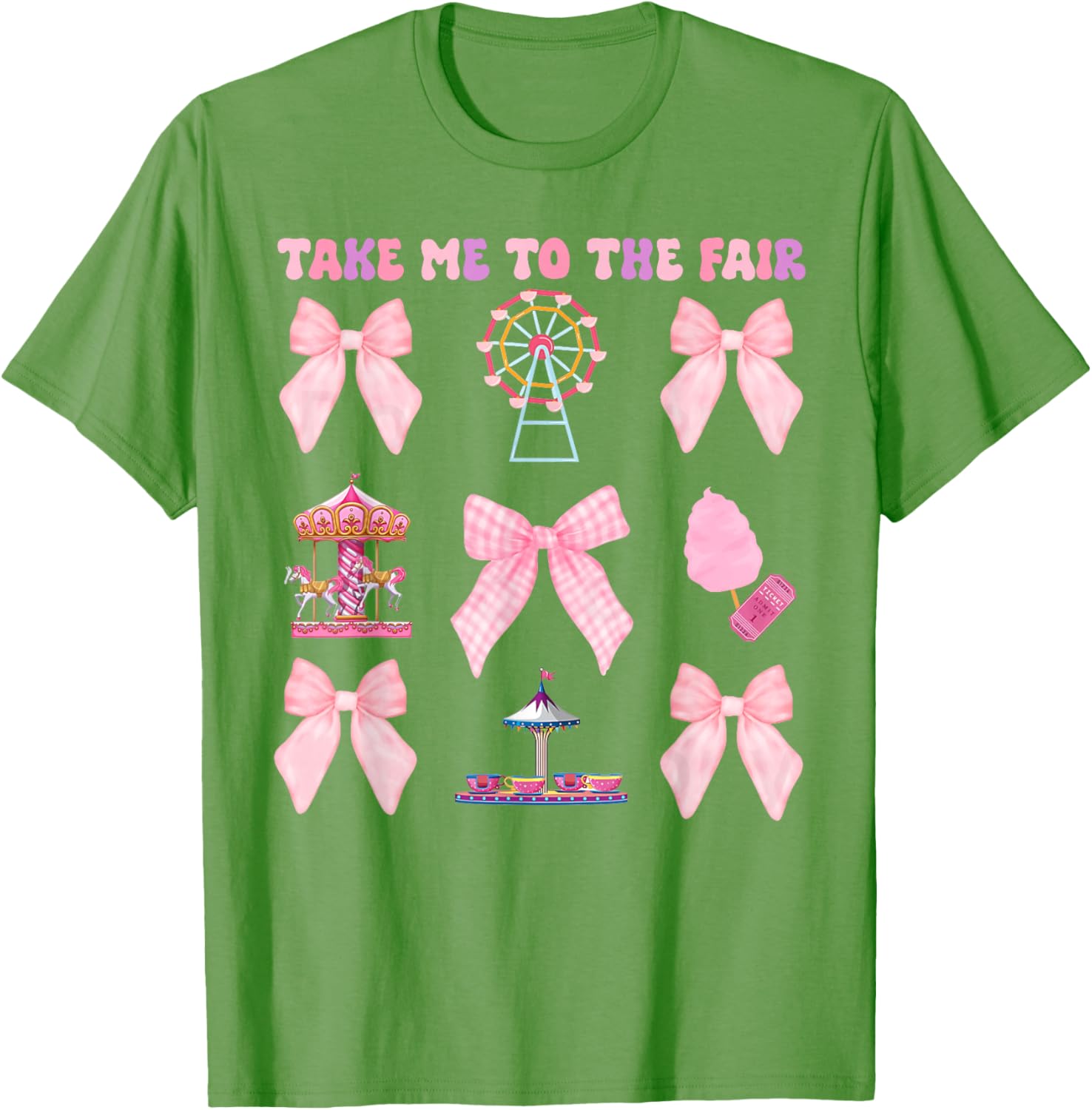 Take Me To The Fair Pink Bow Ferris Wheel T-Shirt for Stylish Fun - 6