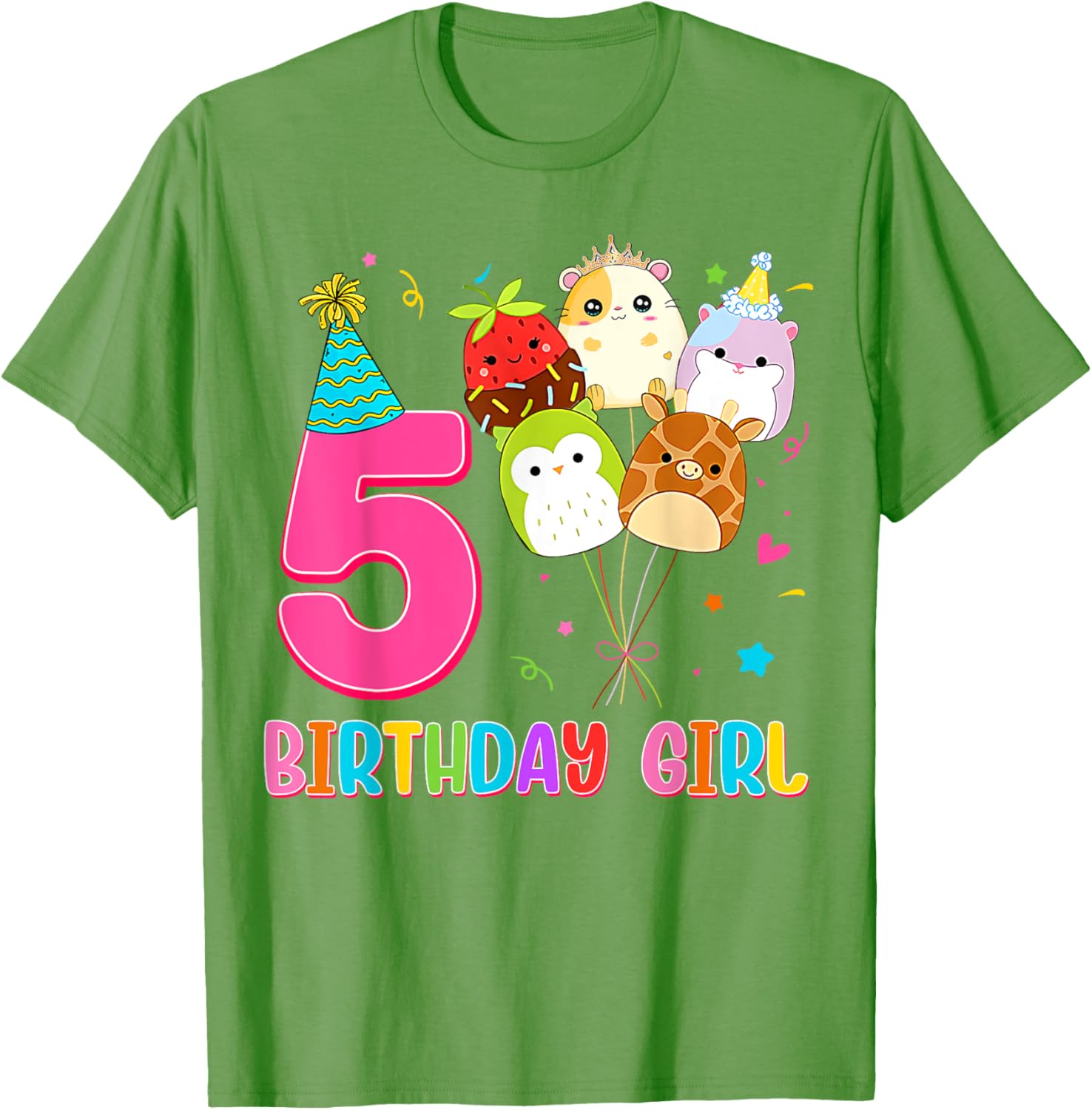 Cute Birthday Girl Squish Squad T-Shirt for 5 Year Old Girls - 6
