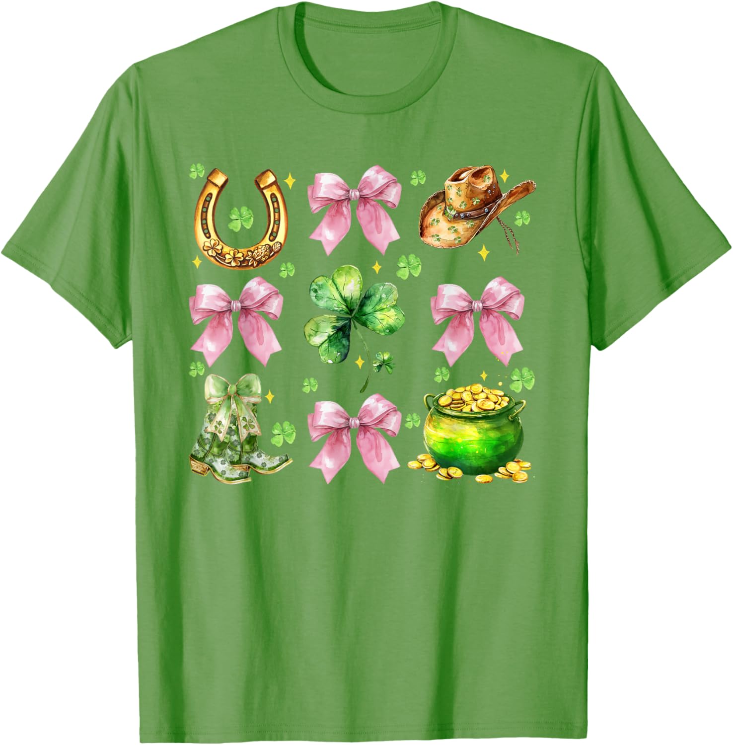 Coquette Lucky Clover Green Bow Shamrock St Patrick's Day T-Shirt - 22