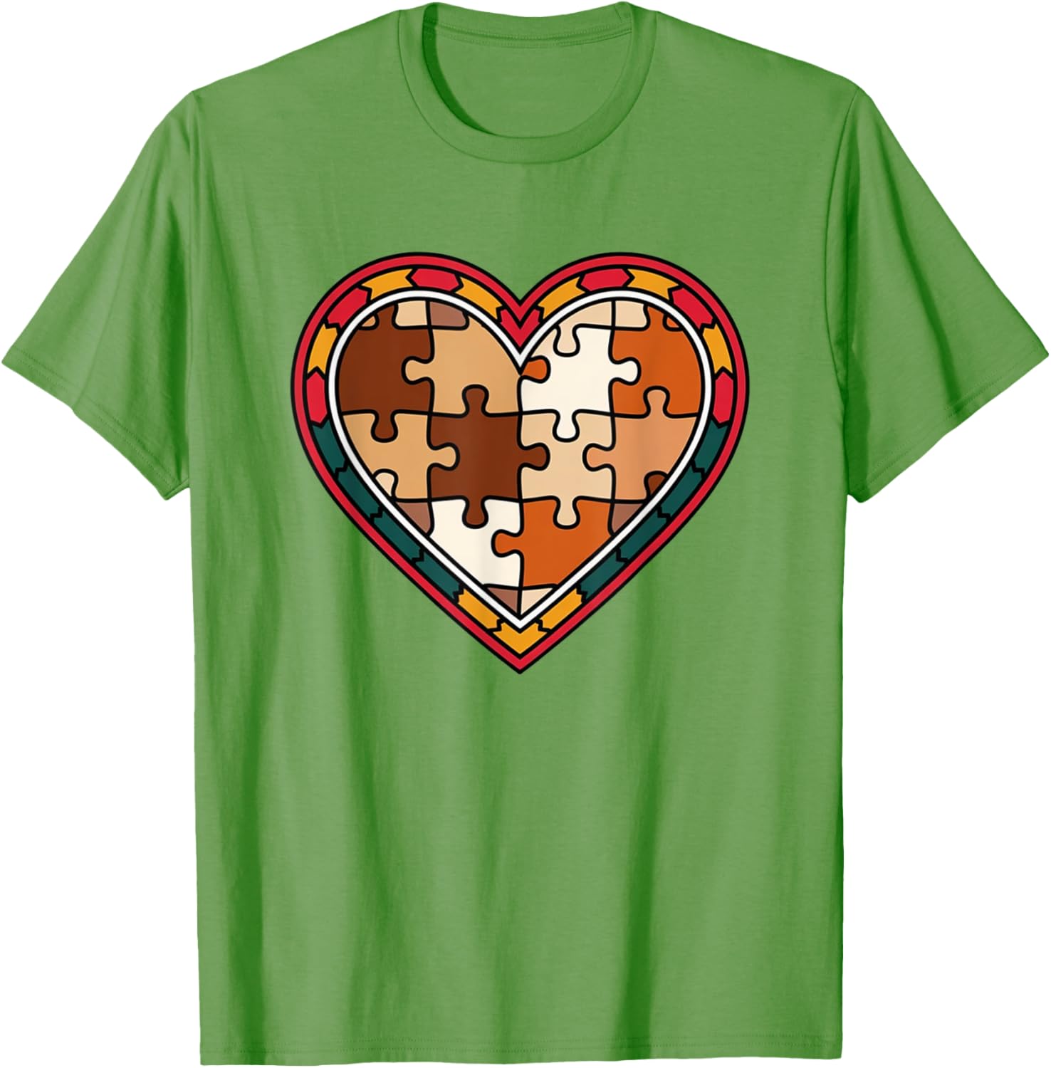 Melanin Heart Puzzle Black History Motivational Afro T-Shirt for All - 2