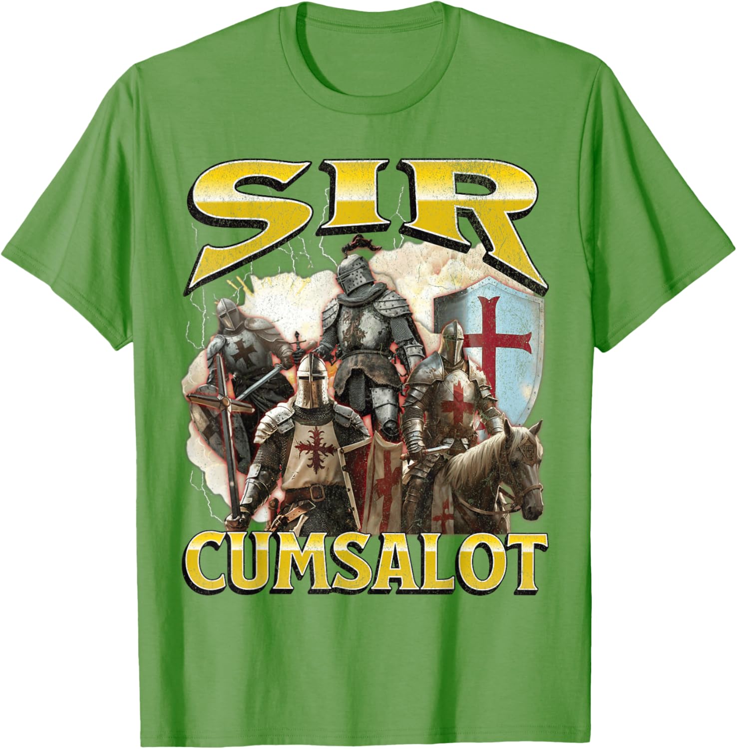 Sir Cumsalot Funny Offensive Knight Meme Graphic T-Shirt for Adults - 23