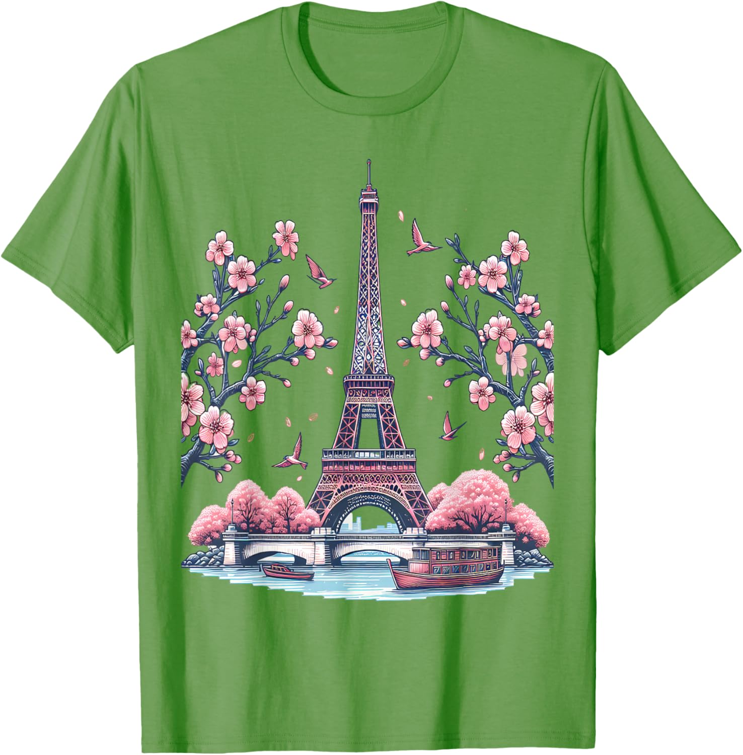 Parisian Souvenir Eiffel Tower Cherry Blossom T-Shirt for Travelers - 10