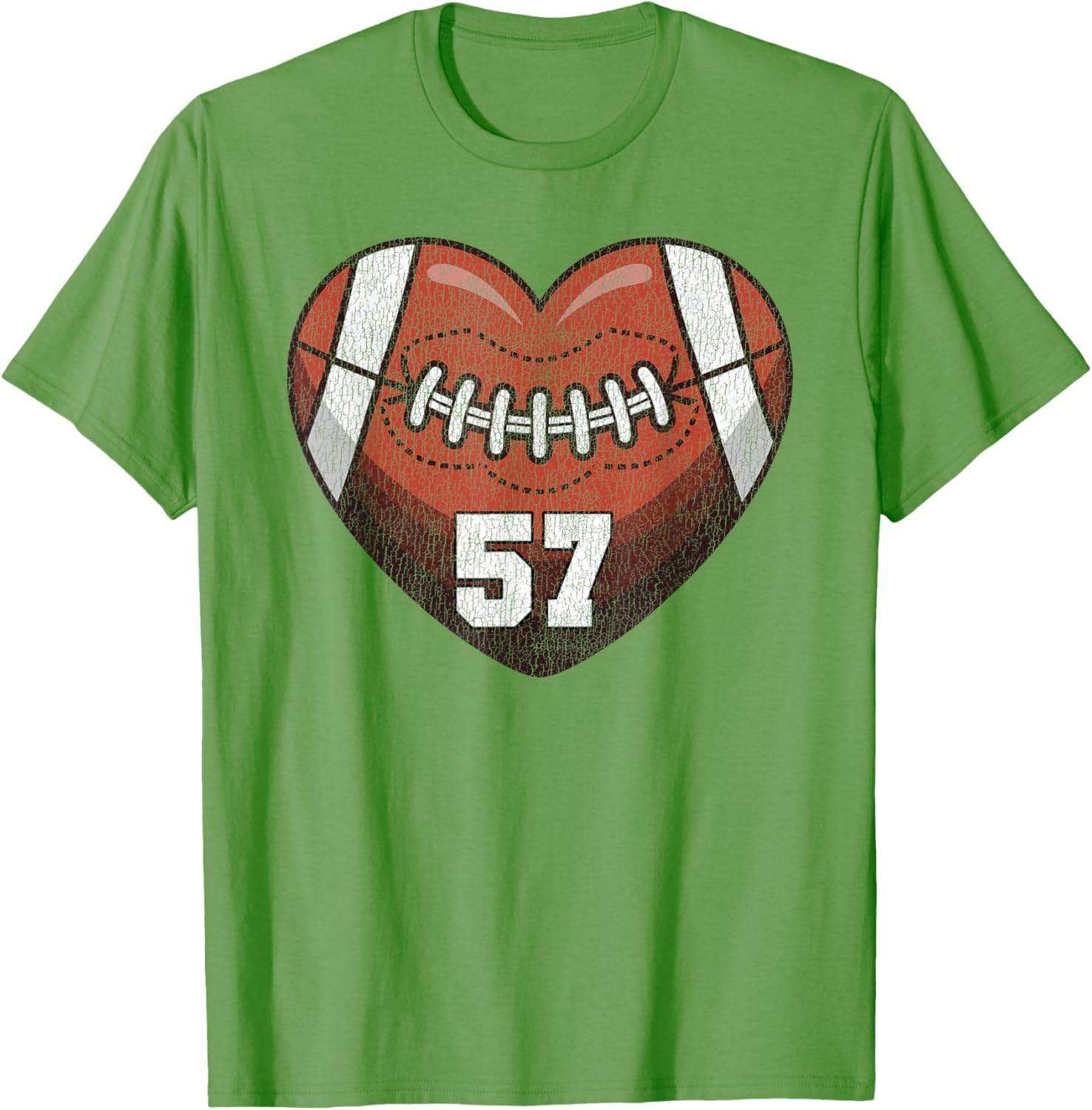 Football Number 57 Distressed Heart T-Shirt for Proud Football Moms - 2