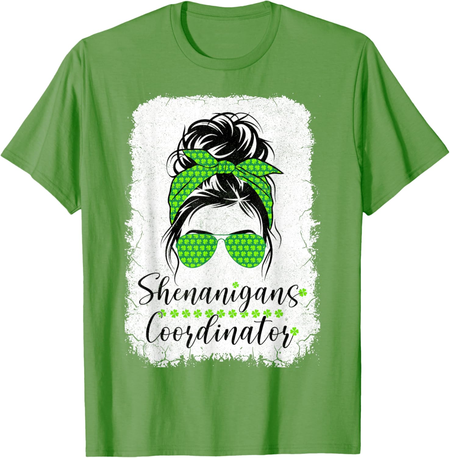 Shenanigans Coordinator Messy Bun St Patricks Day T-Shirt for Women - 21
