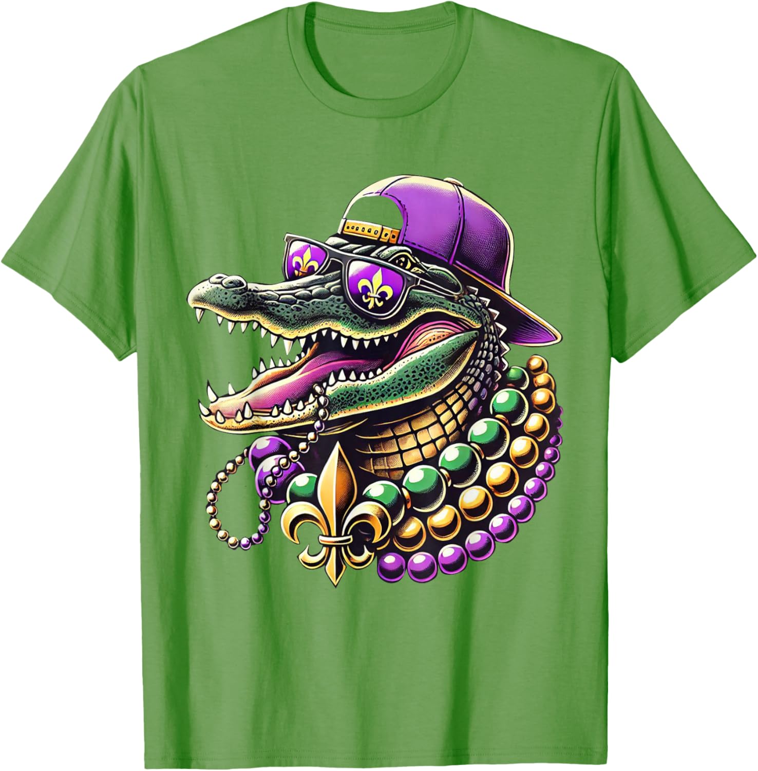 Unisex Mardi Gras T-Shirt - Cartoon Pattern Black Short Sleeve Tee - 7