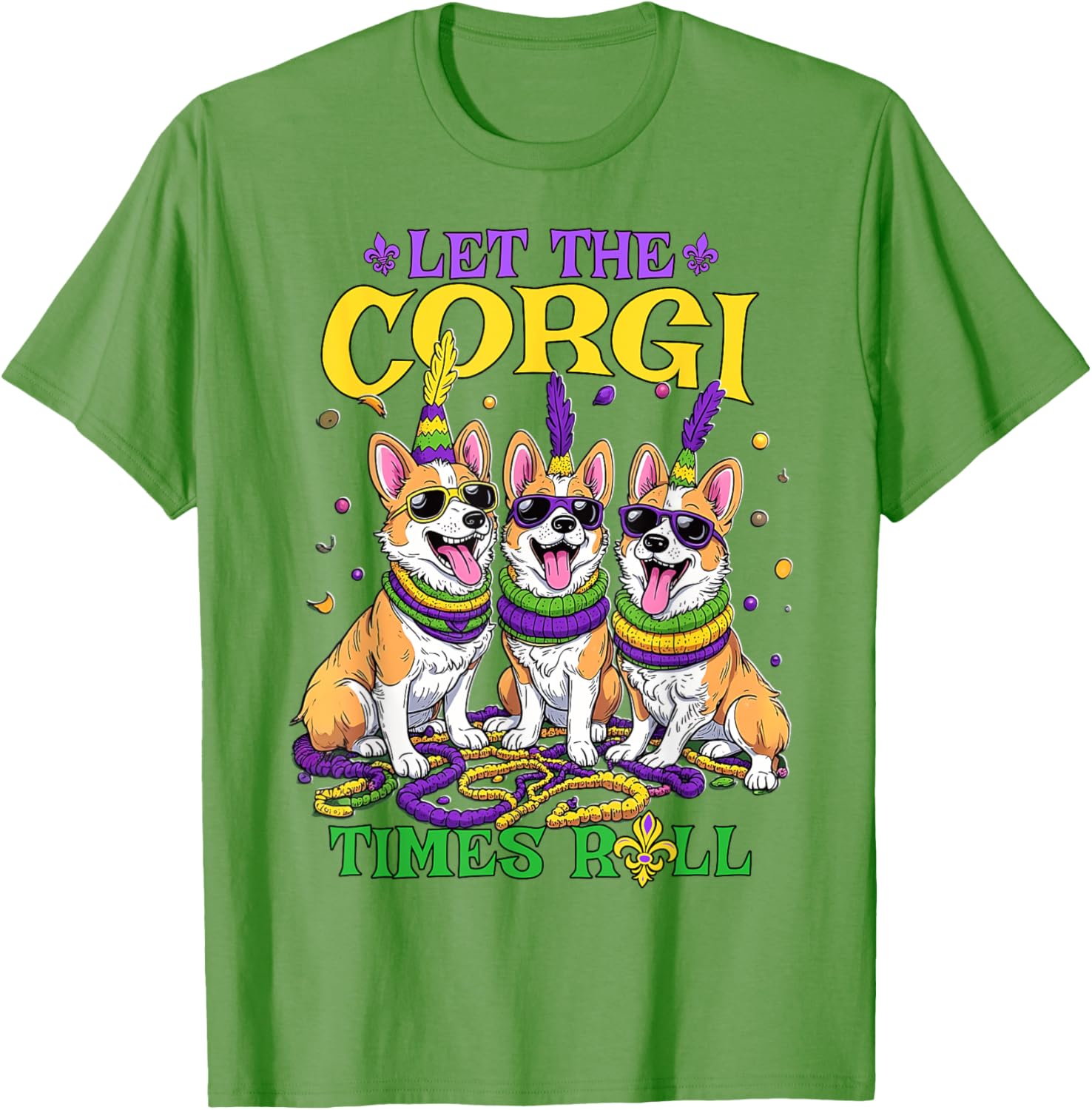 Let Corgi Times Roll Mardi Gras Corgi T-Shirt Fun Pet-Themed Apparel - 16