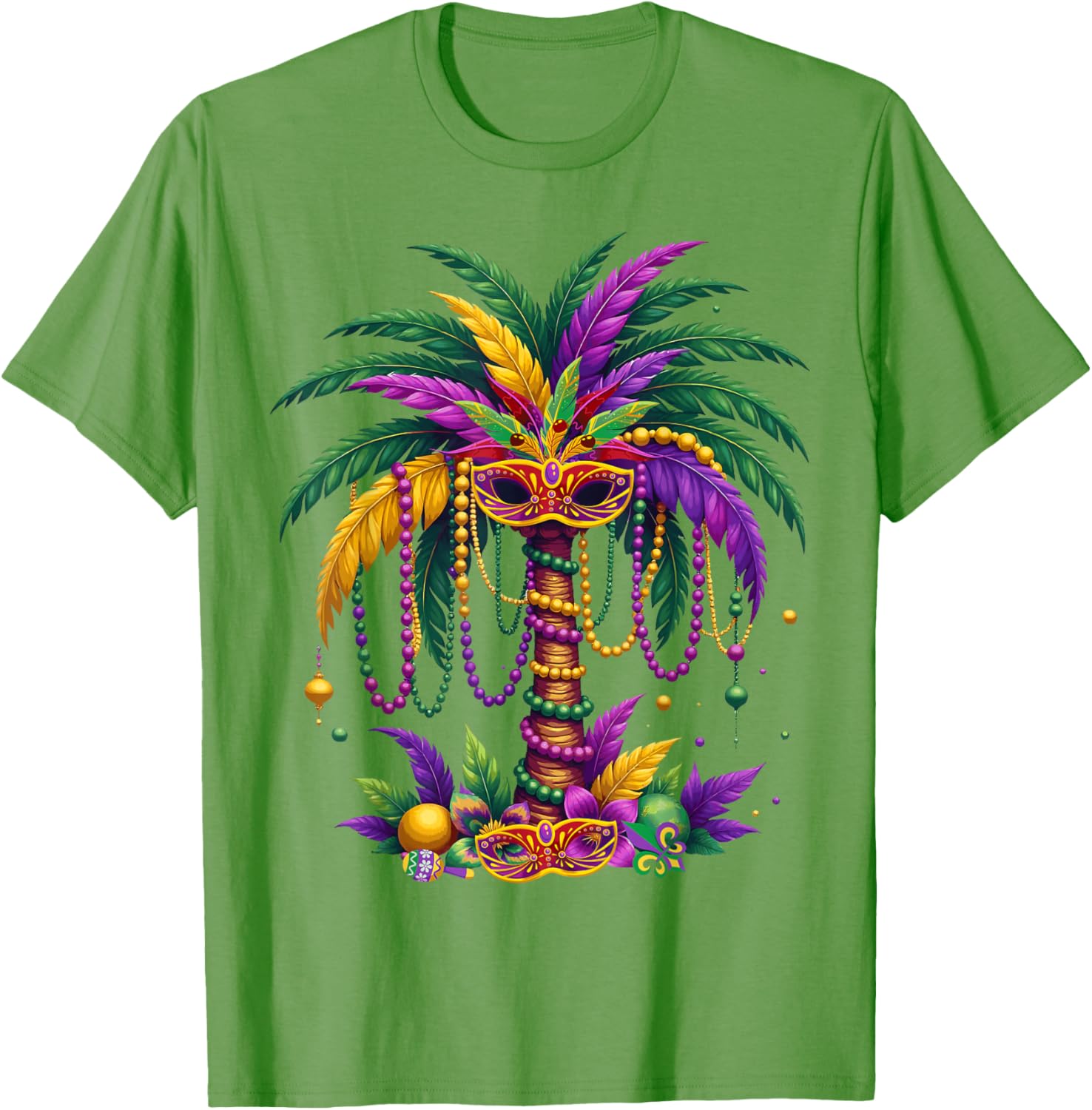 Funny Palm Tree and Beads T-Shirt for Mardi Gras Tropical Parties - 25