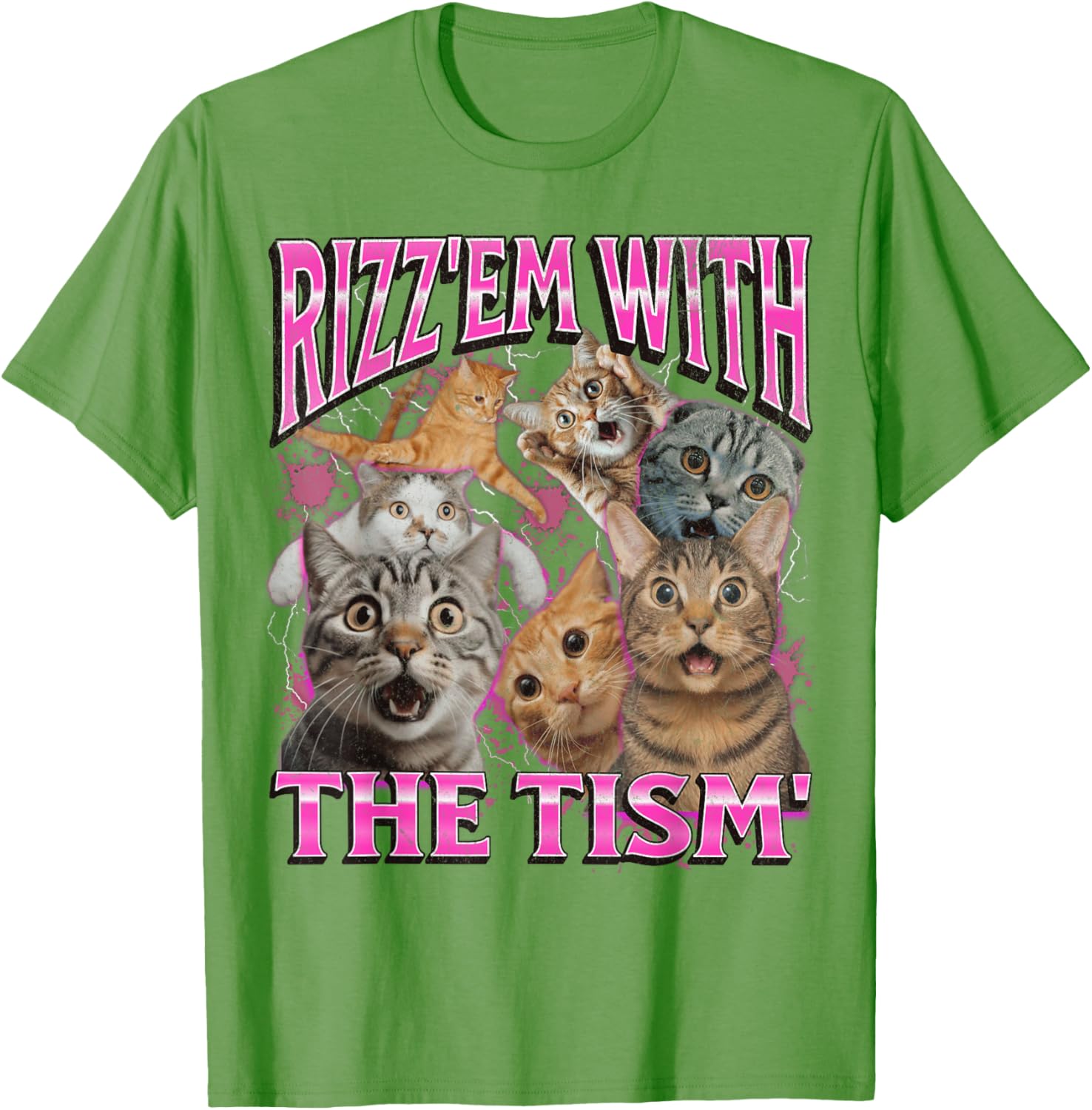 Funny Rizz Em With The Tism Cat Meme Vintage 90s T-Shirt for Men and Women - 16