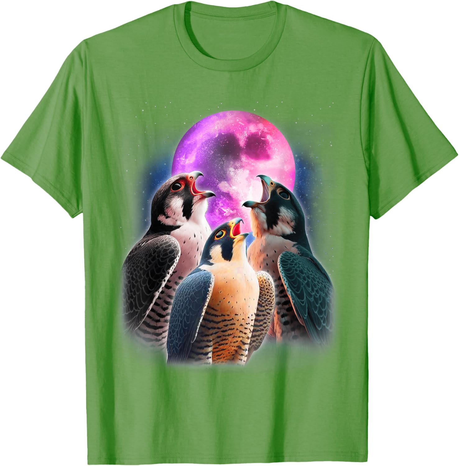 Funny Peregrine Falcon T-Shirt Howling at the Moon for Bird Lovers - 1