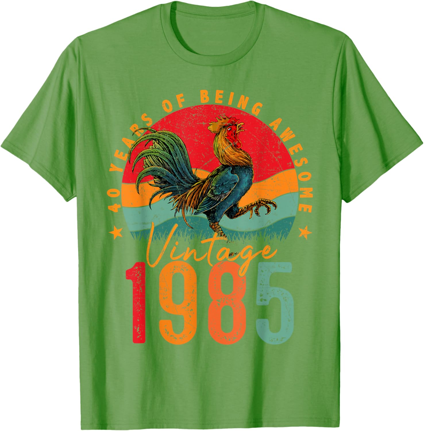 Vintage 1985 Chicken 40th Birthday Mens T-Shirt for 40 Year Old Gifts - 6