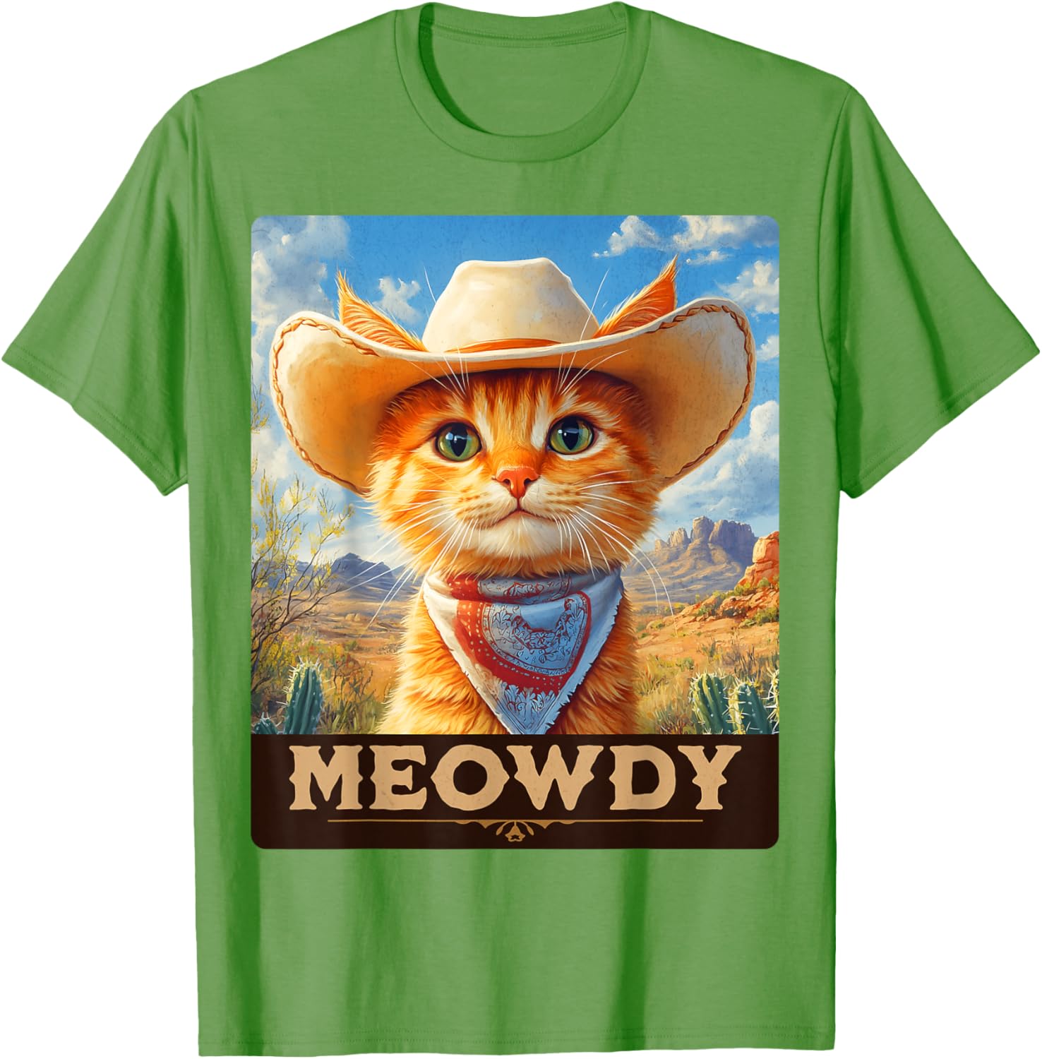 Meowdy Cowboy Cat T-Shirt for Wild West Lovers - Fun Pet Apparel - 13
