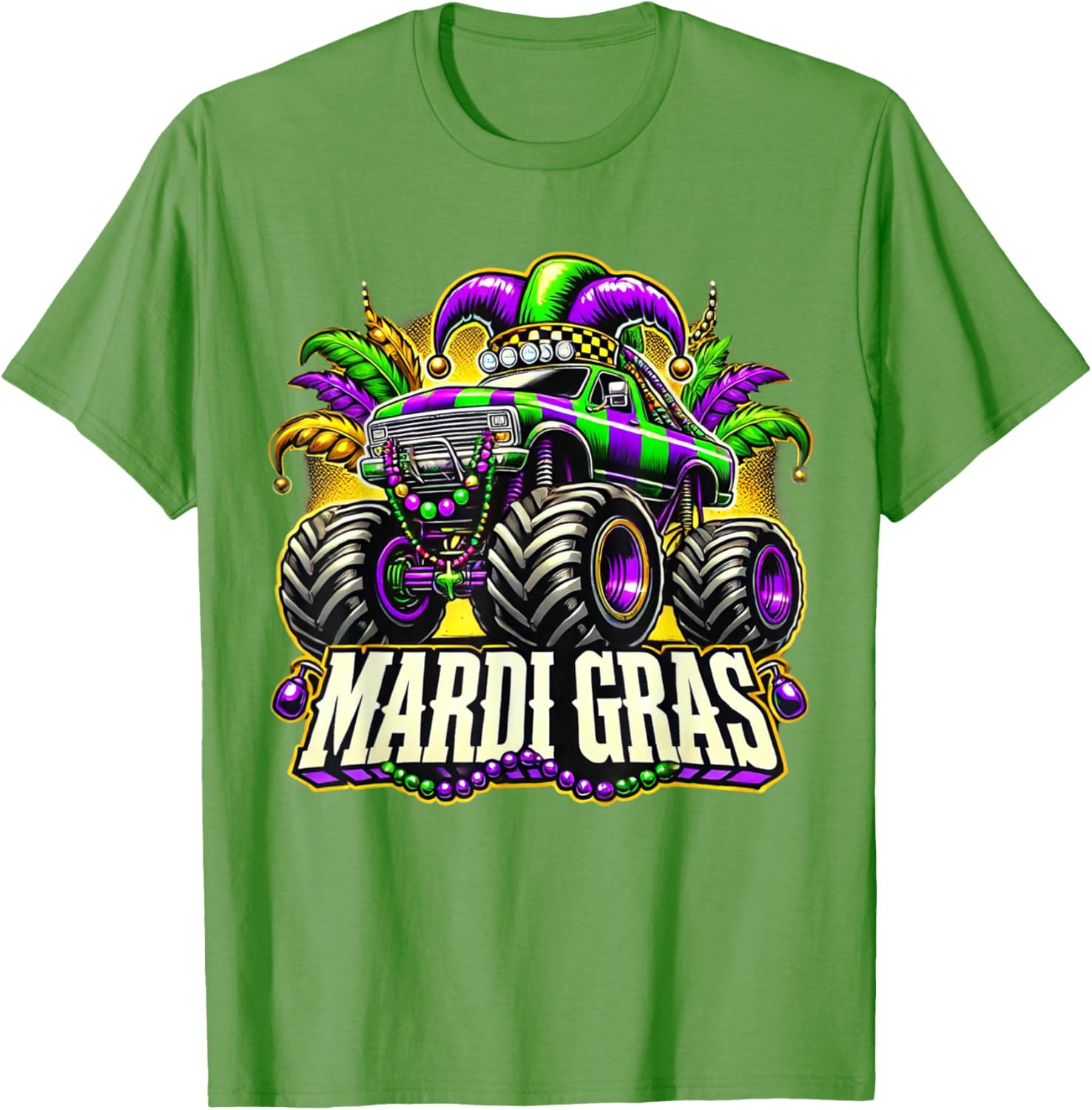 Mardi Gras Jester Monster Truck T-Shirt for Kids Fun Carnival Style - 11