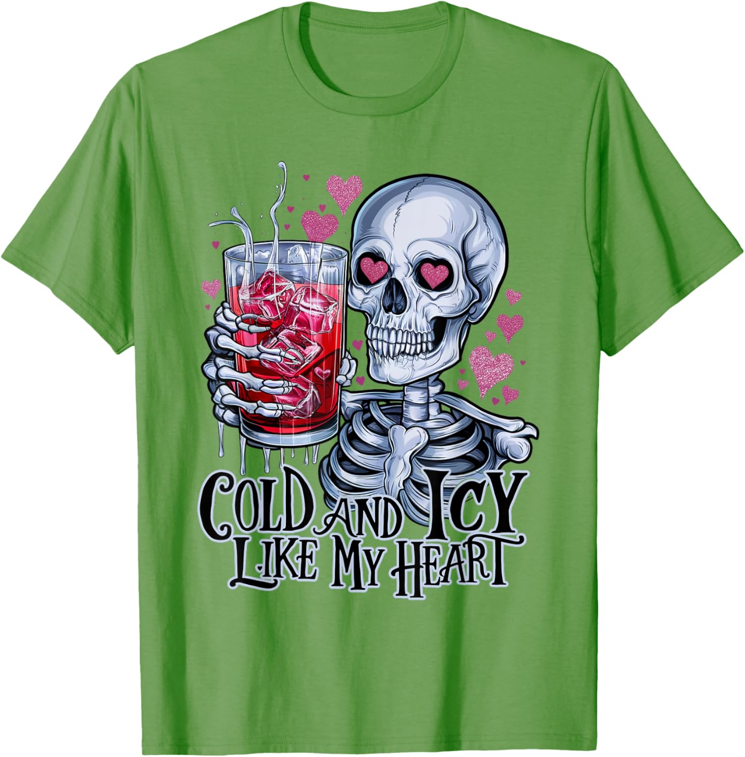 Funny Skeleton T-Shirt - Cold and Icy Like My Heart Anti-Valentine Tee - 1
