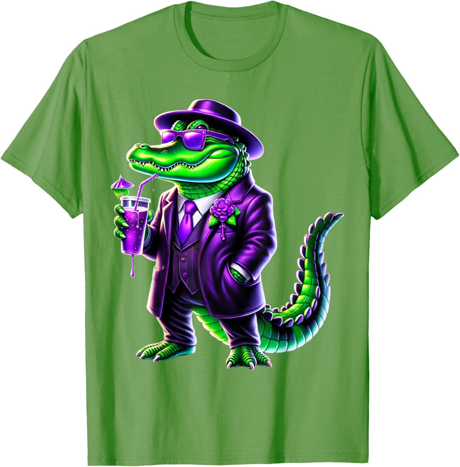 Awesome Unisex Mardi Gras T-Shirt Black Cartoon Pattern Small Crew Neck - 11