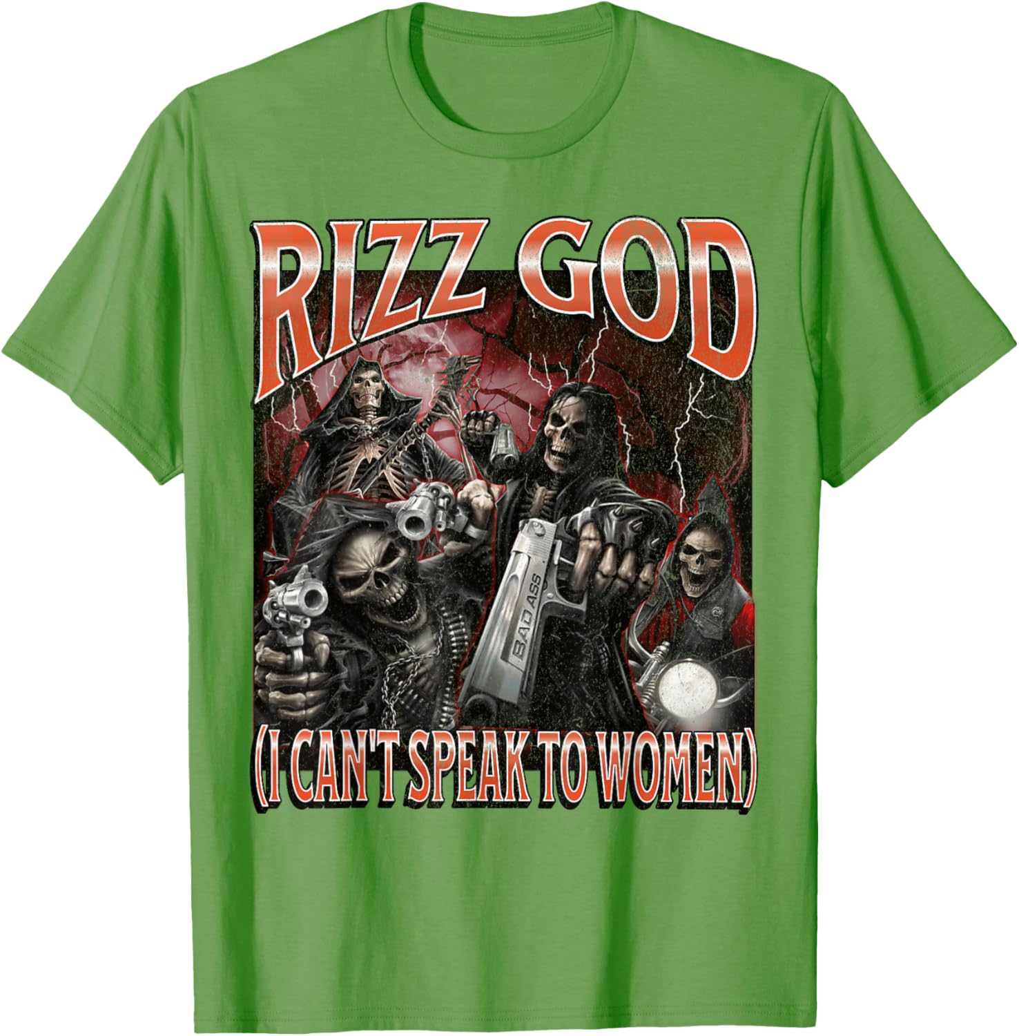 Funny Rizz God Skeleton Meme Tee for Men Who Can't Talk to Women - 28