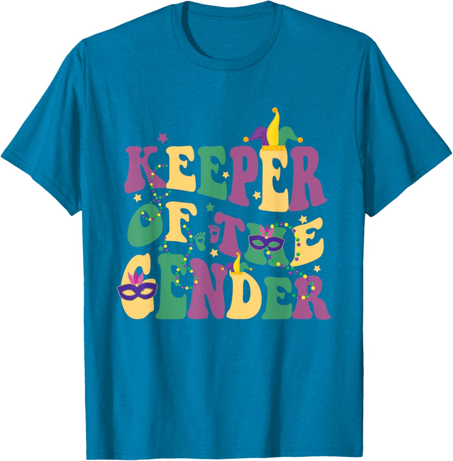 Keeper Of The Gender Reveal Mardi Gras Baby Shower T-Shirt for Fun Celebrations - 17