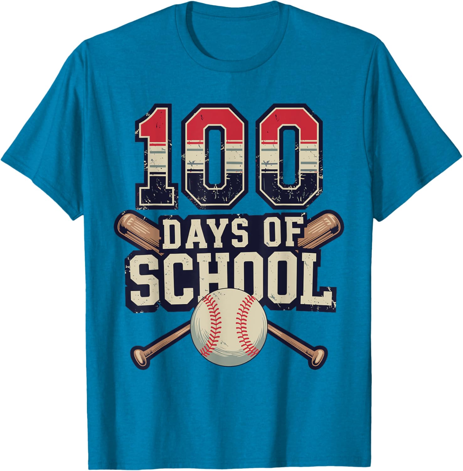 Vintage Baseball Theme 100 Days of School Celebration T-Shirt for Kids - 4