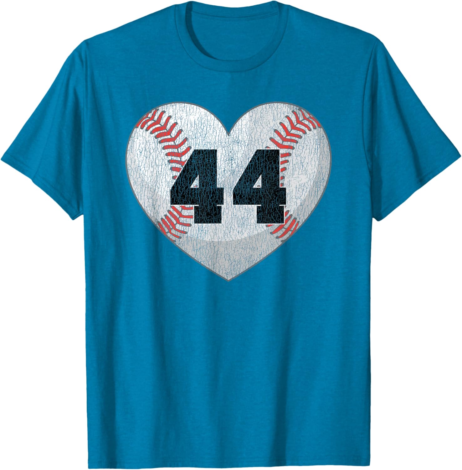 Cute Baseball Number 44 Distressed Heart T-Shirt for Baseball Moms - 20