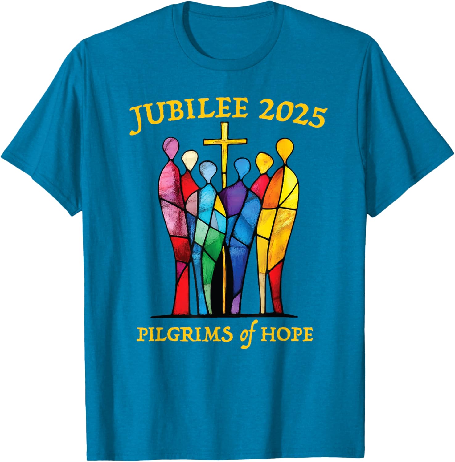 Catholic Jubilee 2025 Pilgrims of Hope Stained Glass T-Shirt for All - 18