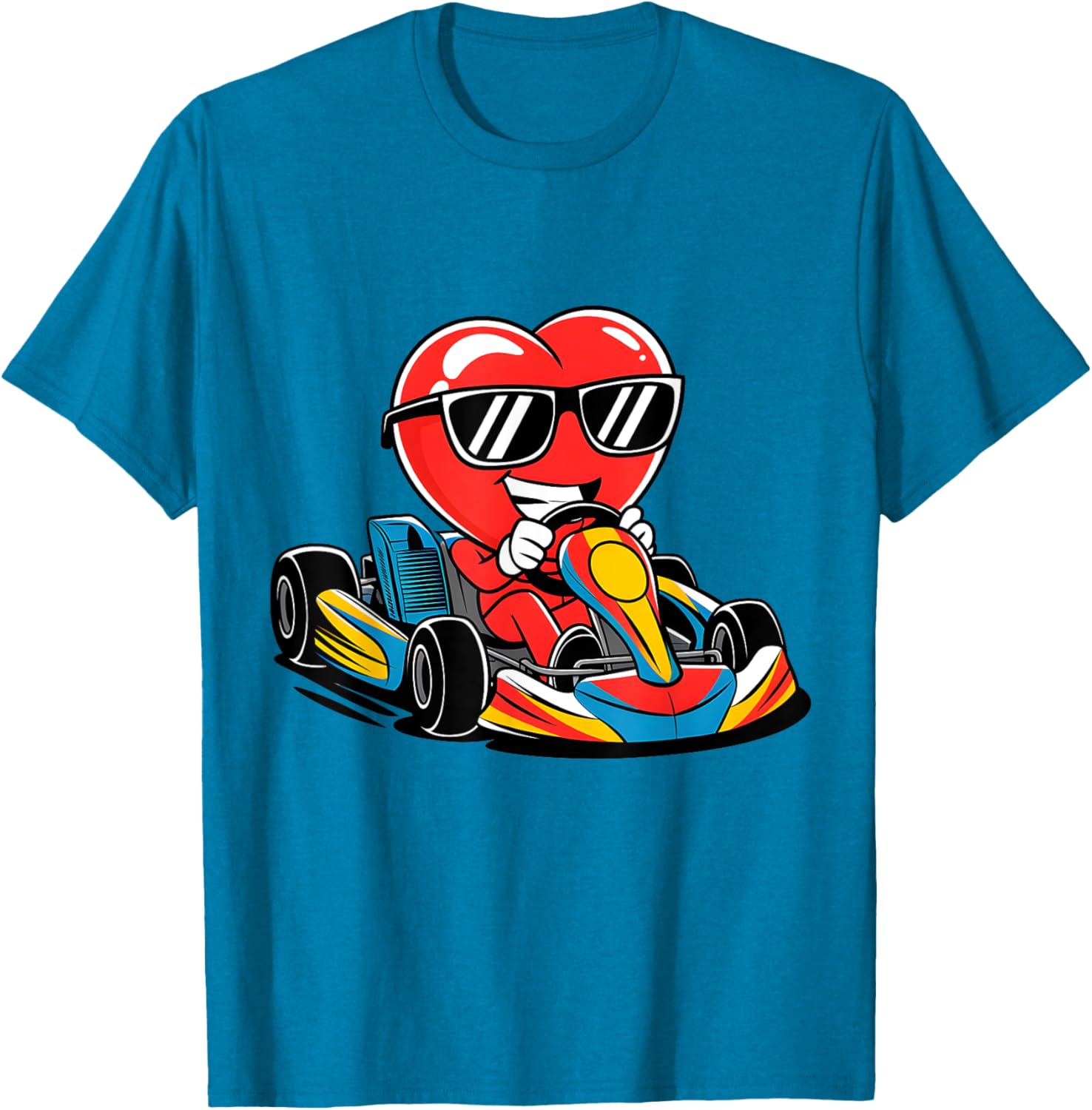 Heart Racing Go-Kart Valentine's Day T-Shirt for Boys and Girls - 25