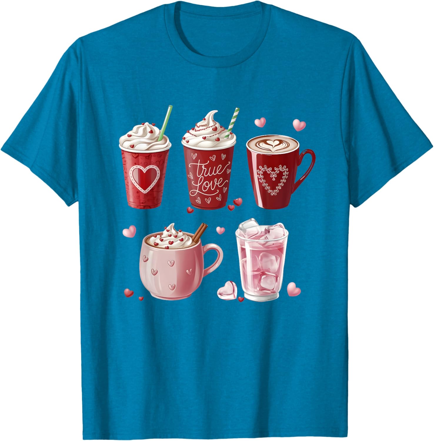 Coffee Lover Valentine T-Shirt Cute Coffee Cups Design for Him or Her - 3