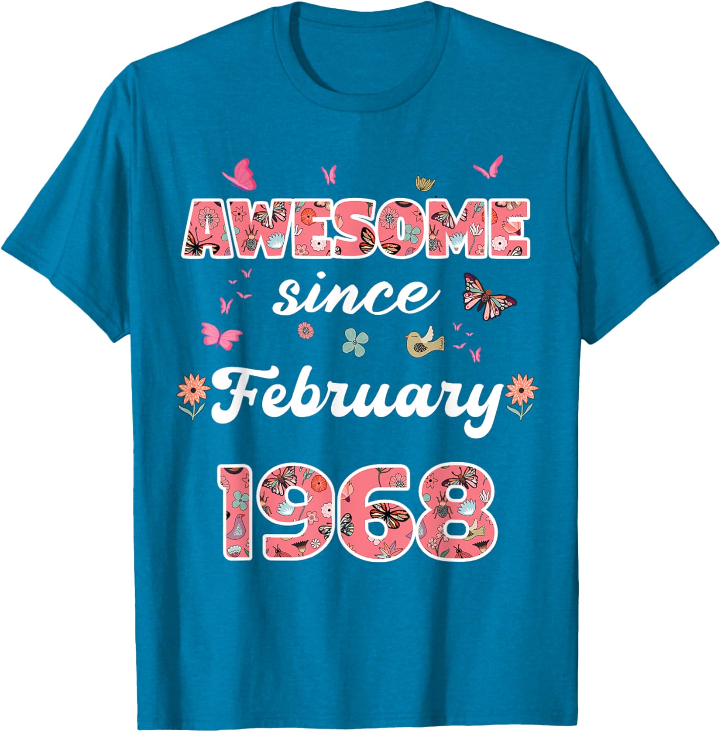 Vintage February 1968 Flowers Birthday T-Shirt for a Special Celebration - 11