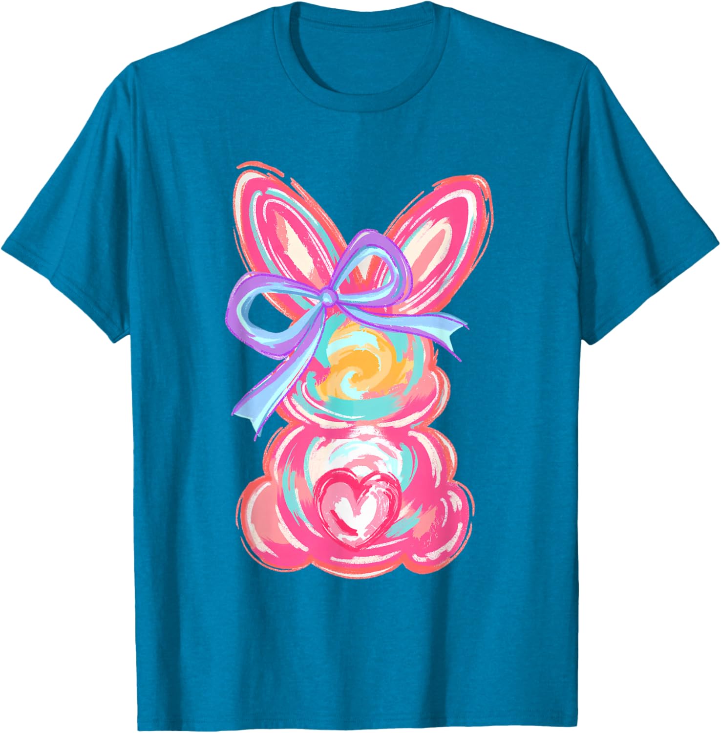 Cute Easter Bunny Bow Tie Dye T-Shirt for Girls and Women - 6