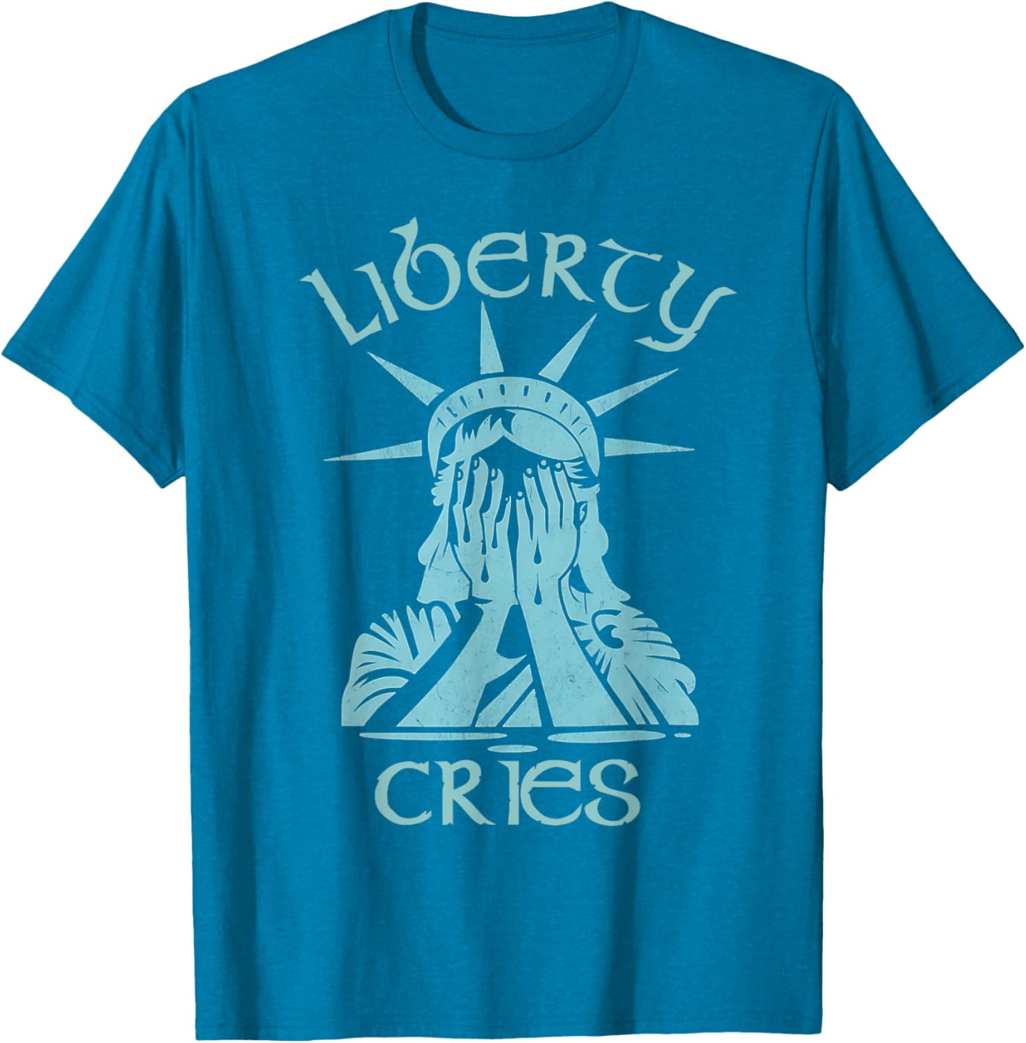 Statue of Liberty Headache Disgust Cry T-Shirt for American Pride - 15