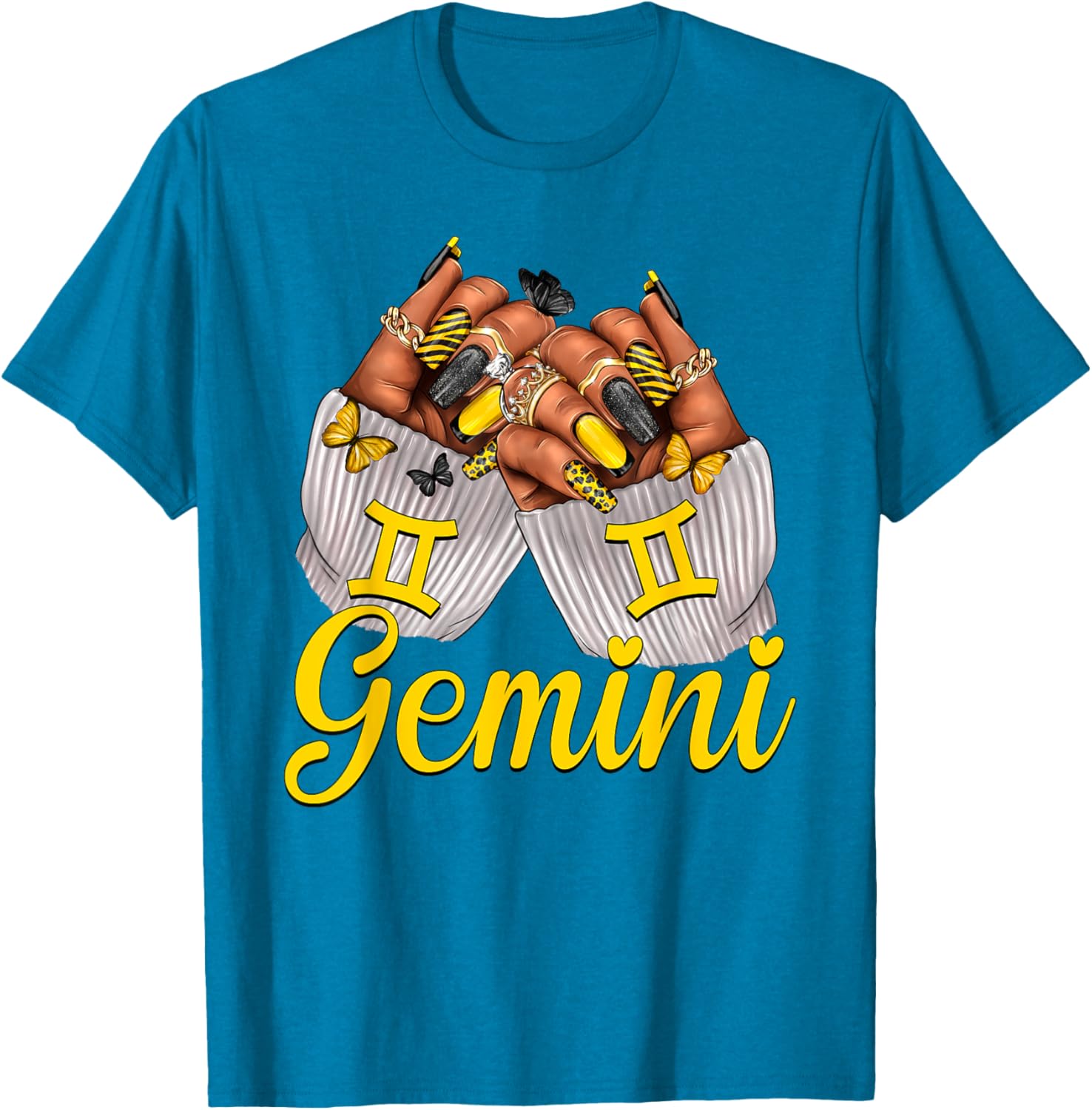 Gemini Black Women Nails Zodiac Birthday Queen T-Shirt for Astrologers - 11