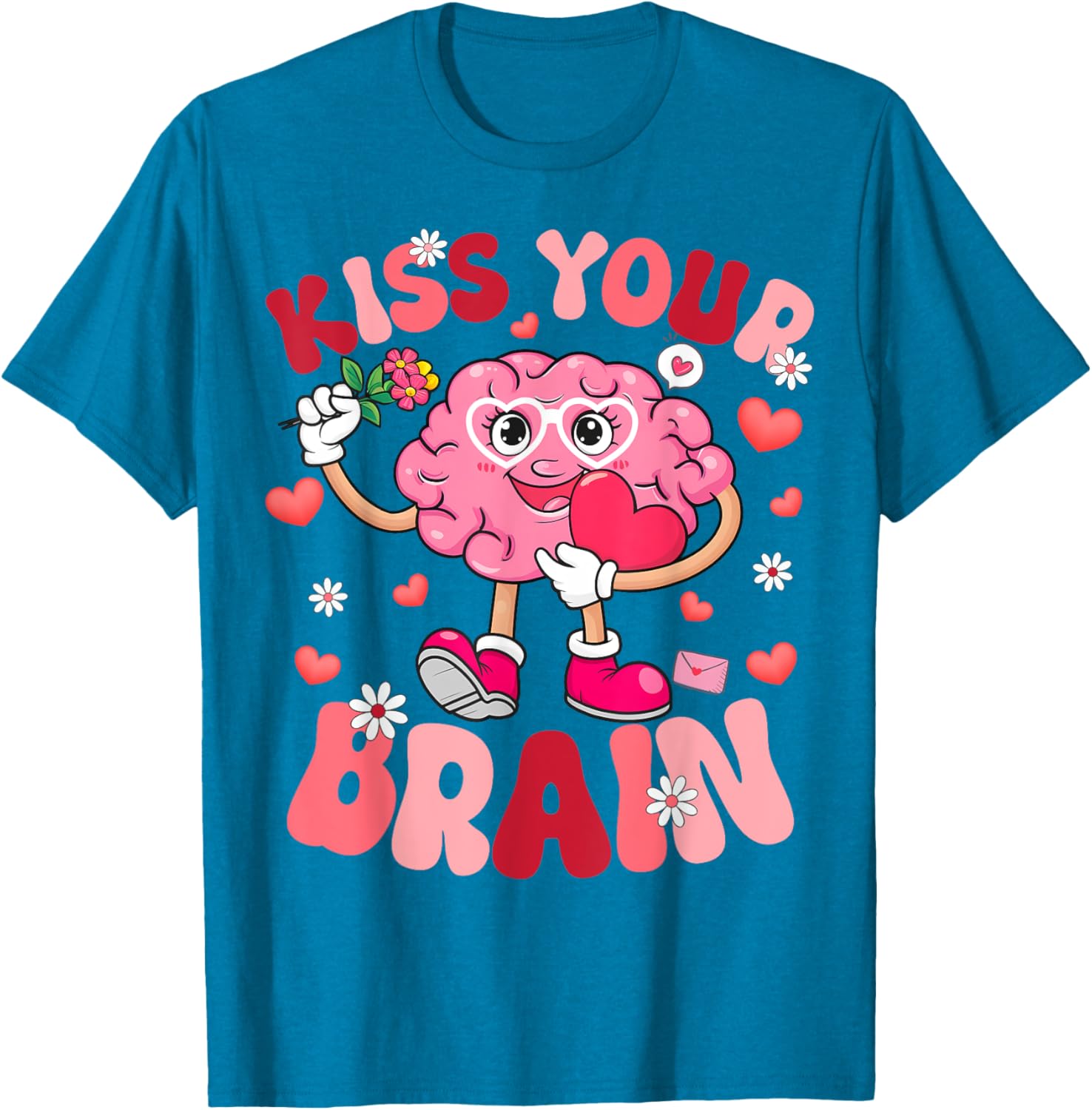 Kiss Your Brain Retro Valentines Day T-Shirt for Teacher Squad & Kids - 14