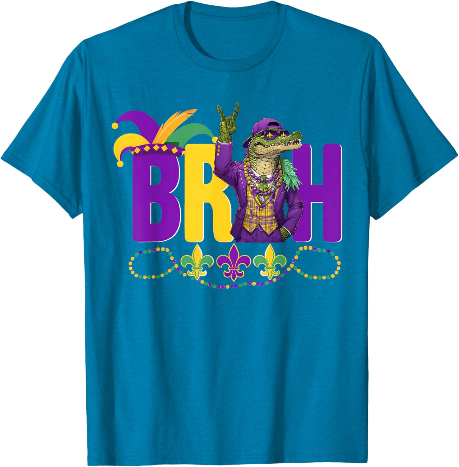 Bruh Mardi Gras Alligator Funny Meme T-Shirt for Boys and Teens - 6