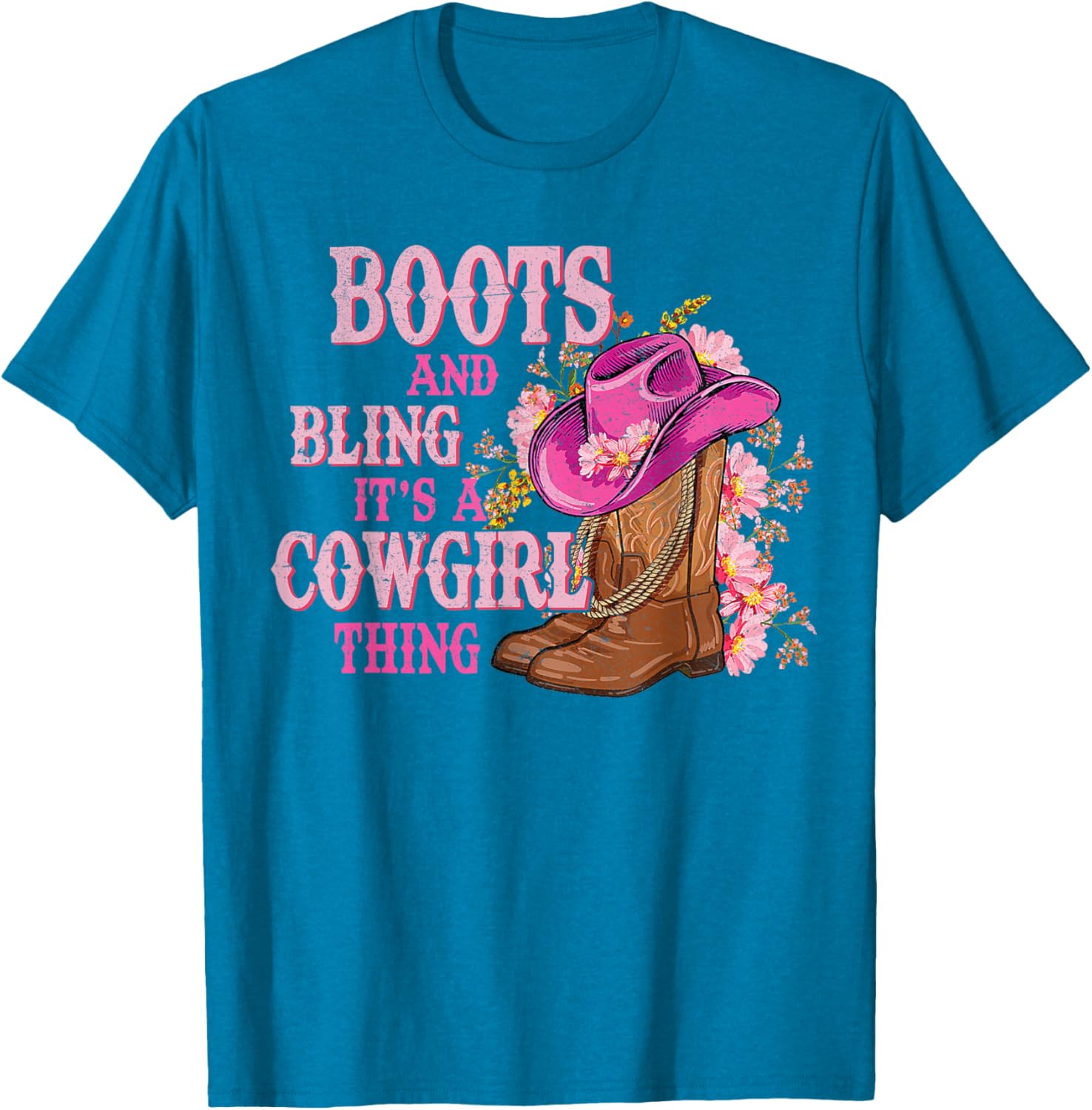 Cowgirl Style Boots and Bling Rodeo Love T-Shirt for Country Girls - 21