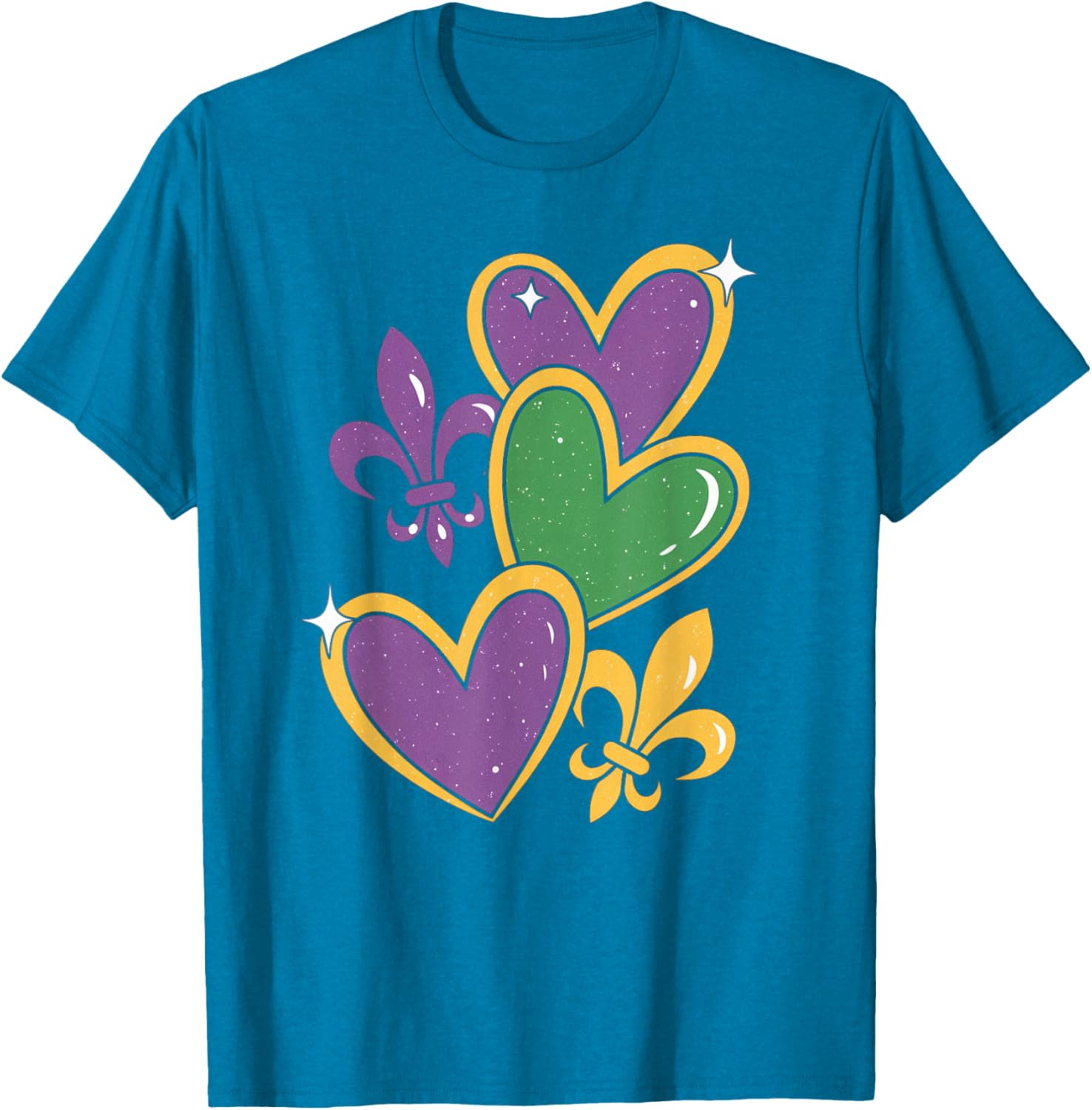 Mardi Gras Hearts T-Shirt for Women Girls Kids and Toddlers - 1