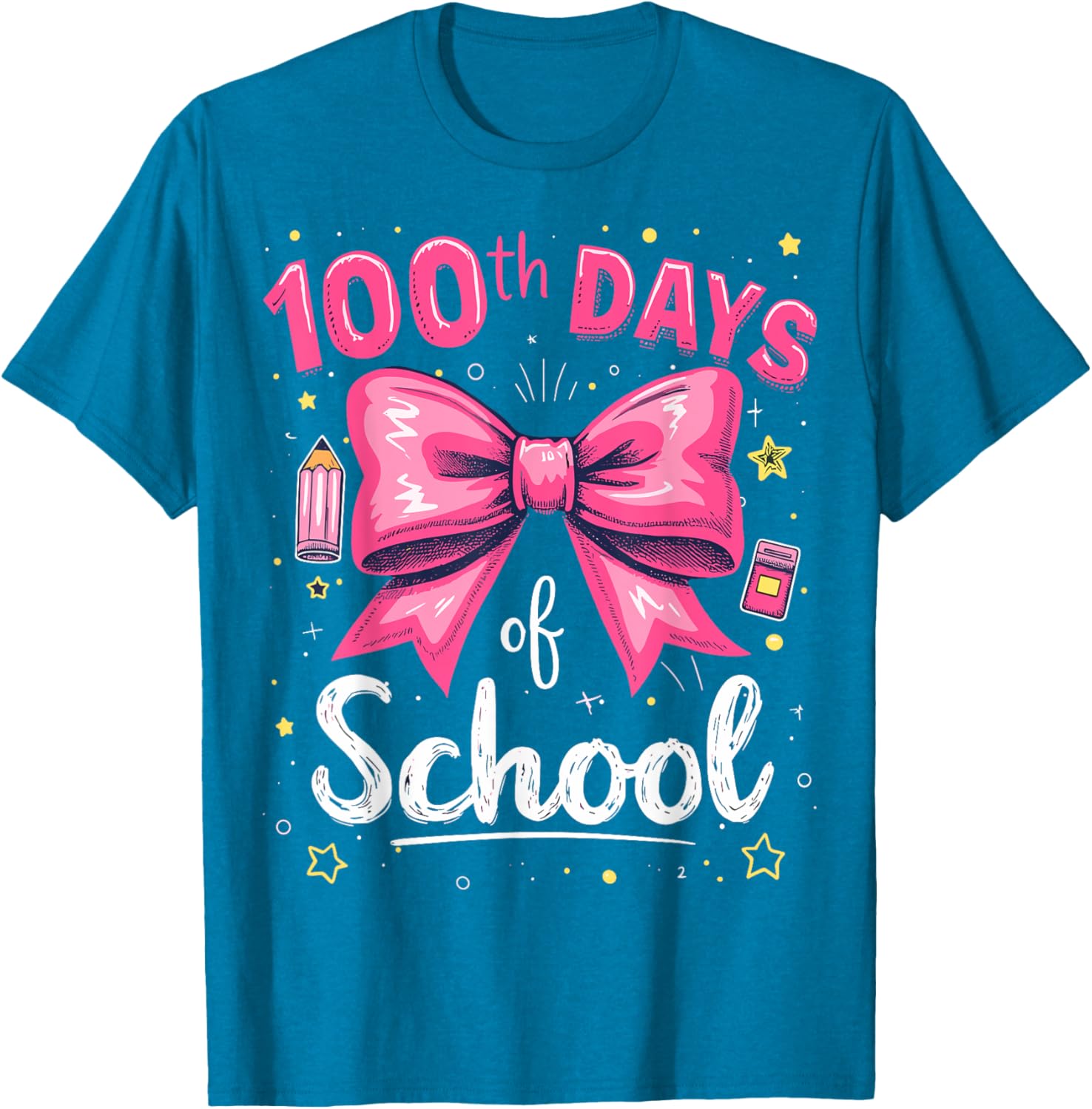 100 Days of School Teacher Coquette Bow T-Shirt for 100th Day Celebration - 8