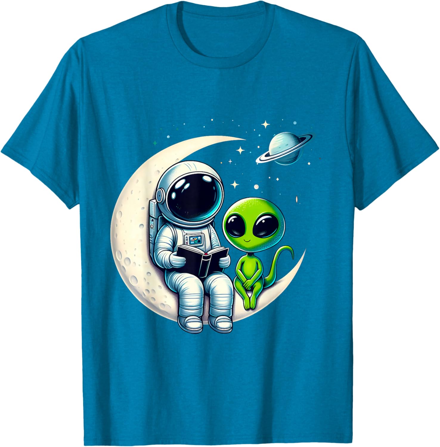 Astronaut Reading to Alien Kids T-Shirt for Space Lovers and Dreamers - 18