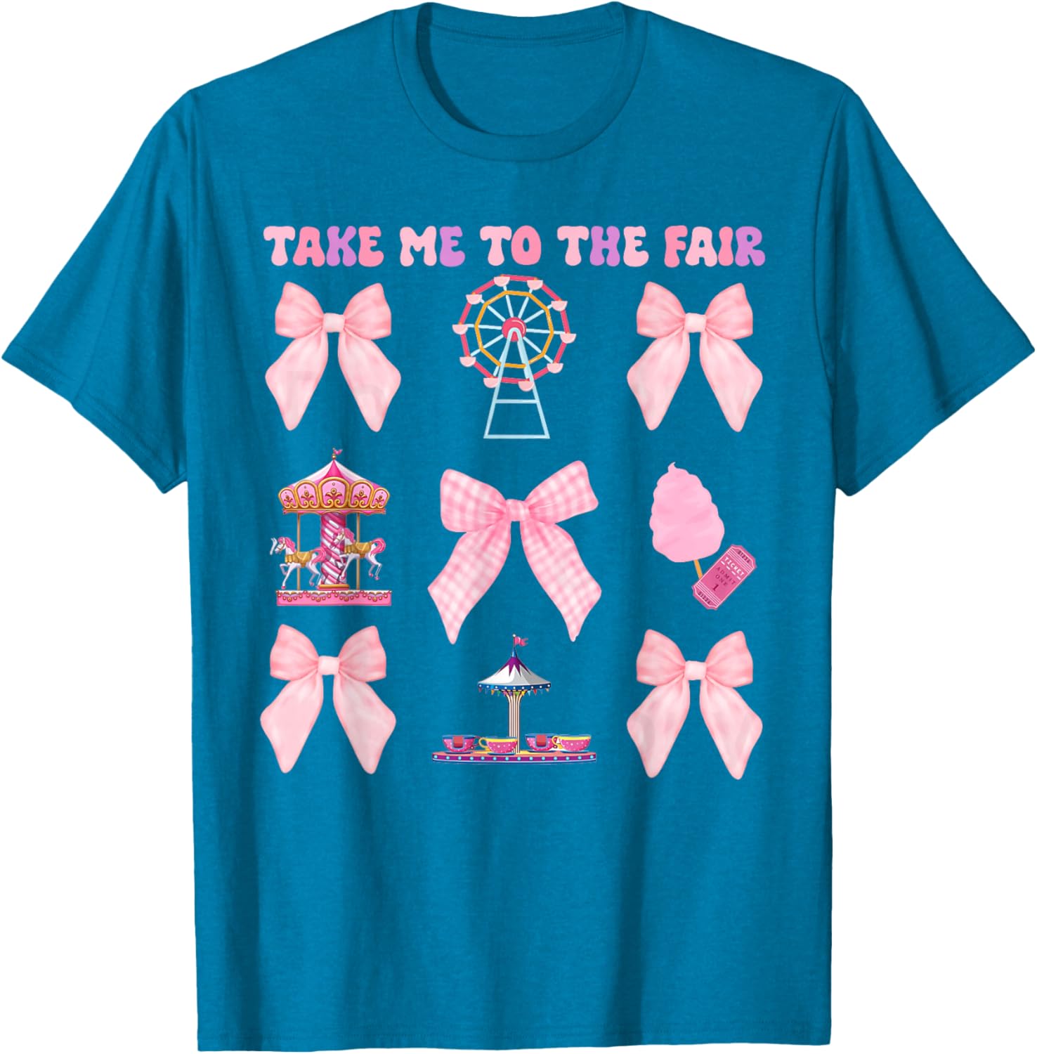 Take Me To The Fair Pink Bow Ferris Wheel T-Shirt for Stylish Fun - 2