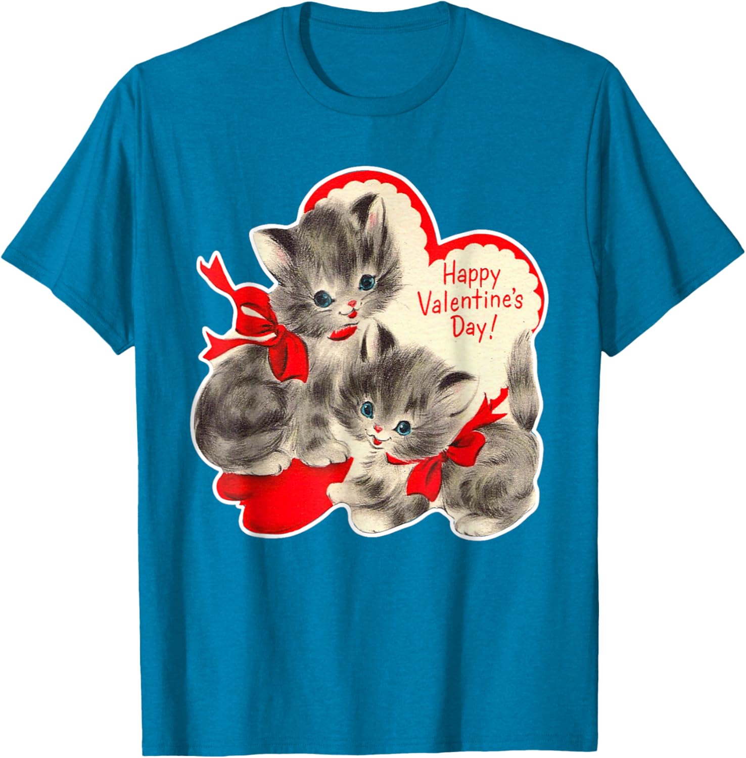 Vintage Valentine's Day Cat T-Shirt Retro Kitten Love Top for Pet Lovers - 11