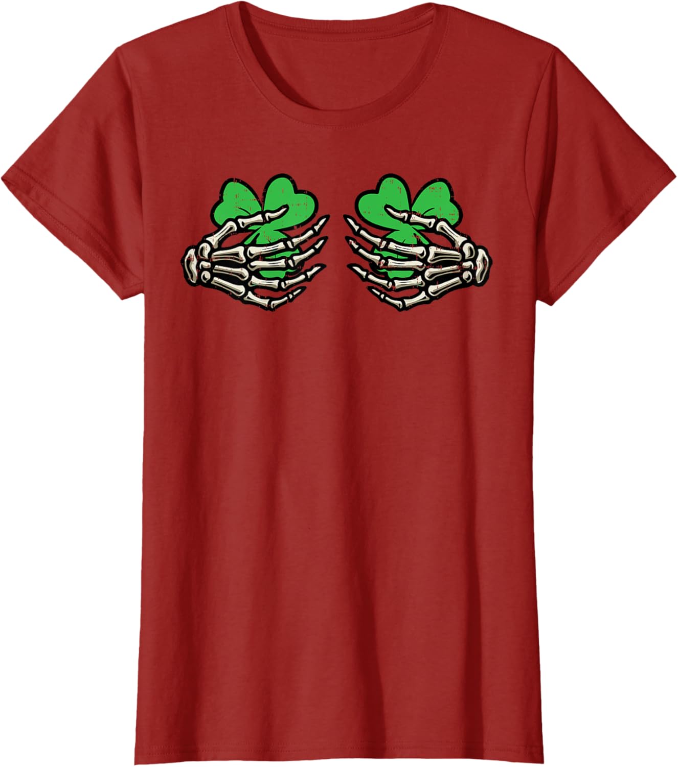 St Patricks Day Skeleton Hand Clover T-Shirt for Women - Fun Saint Patty's Style - 22