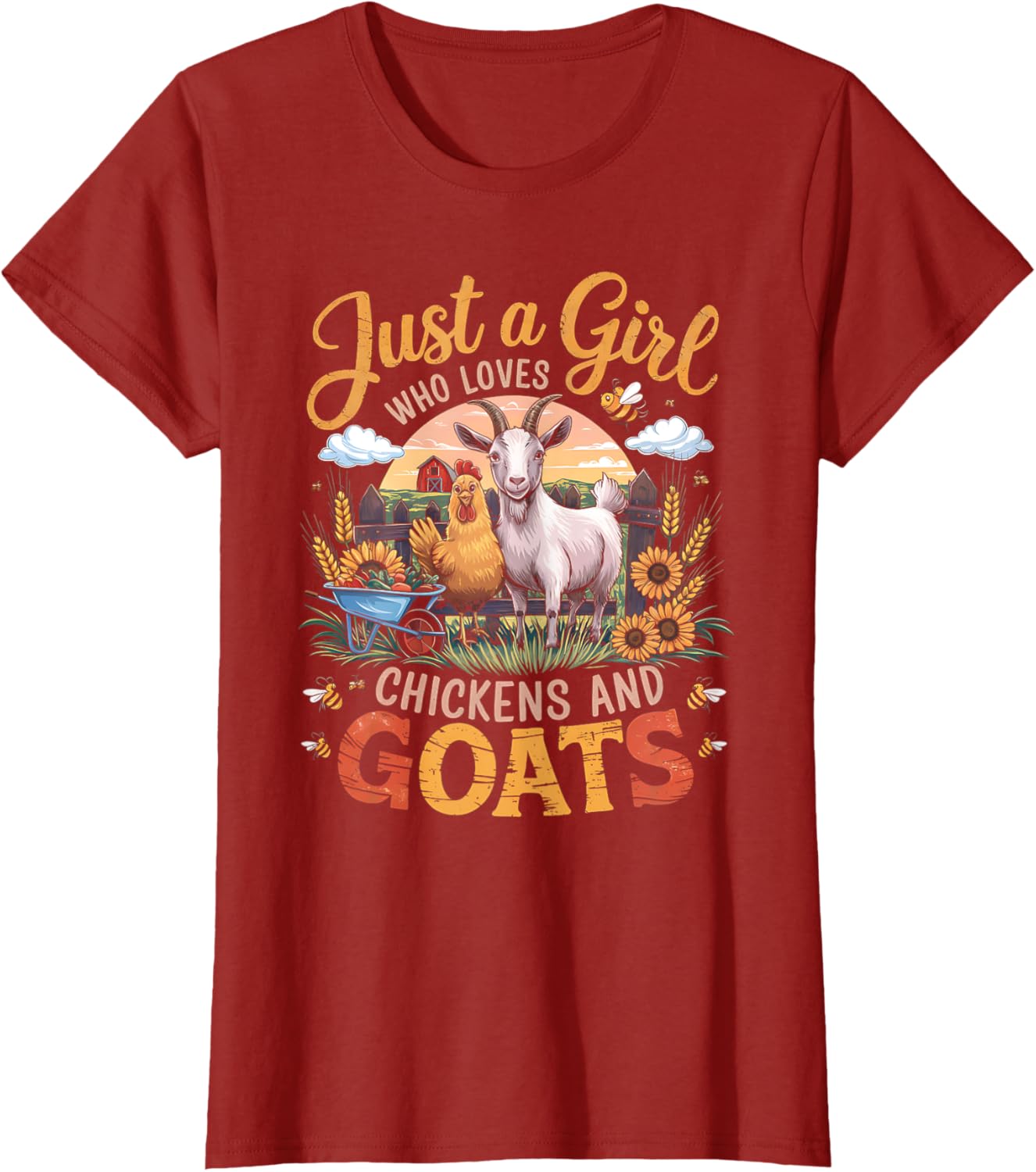 Just a Girl Who Loves Goats and Chickens Women's Farmer T-Shirt - 8