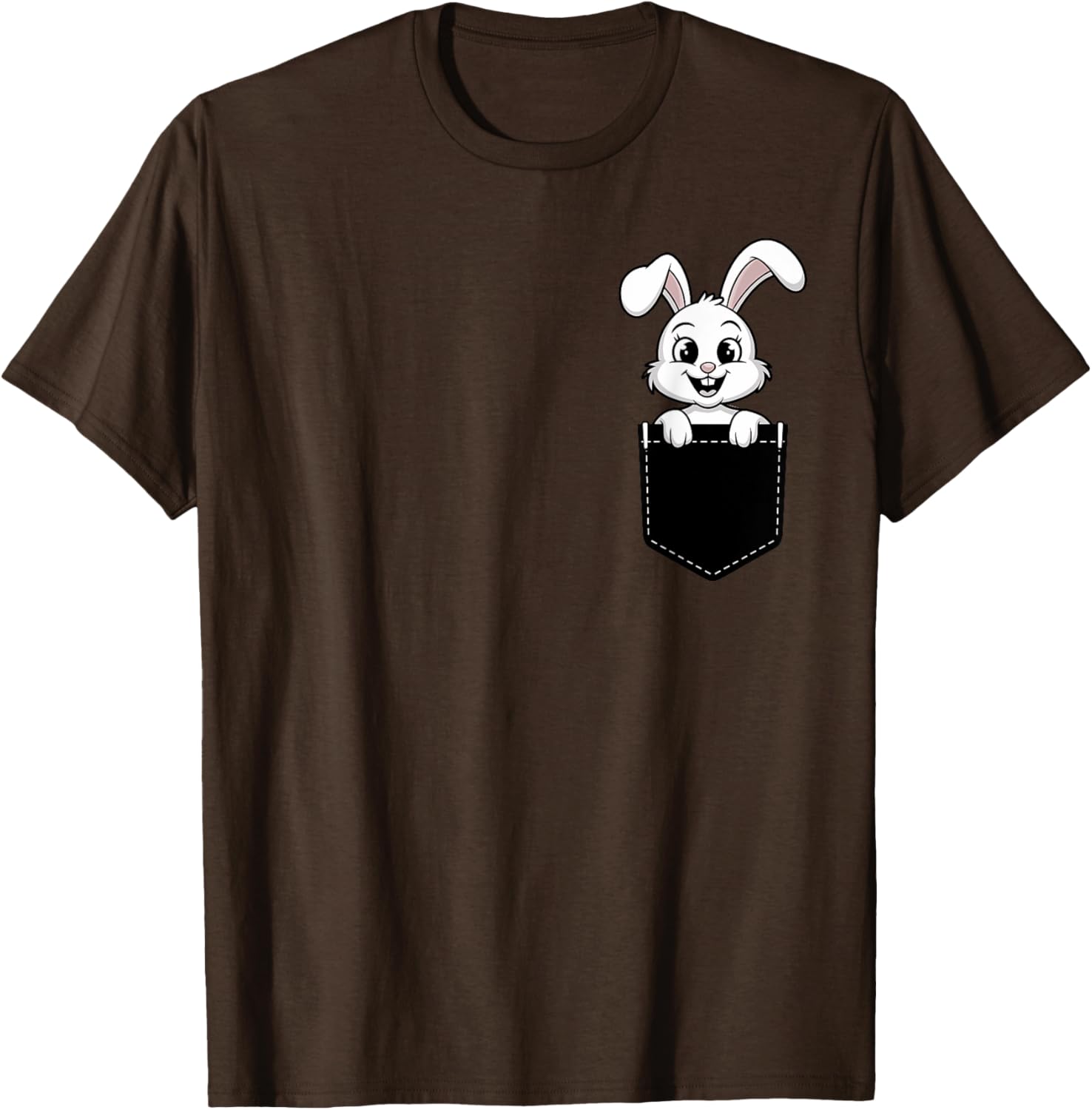 Cute Funny Rabbit in Pocket T-Shirt for Men and Women - Animal Lovers Design - 10