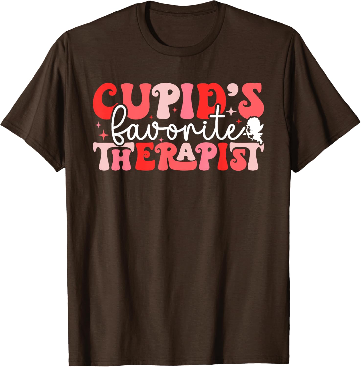 Cupid's Favorite Therapist Groovy Valentine's Day T-Shirt for Women - 7