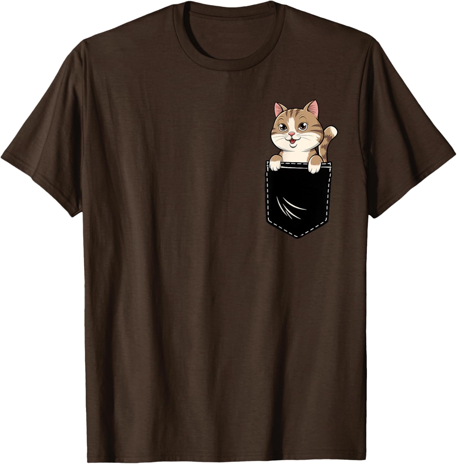 Cute Funny Cat Pocket T-Shirt for Men and Women - Adorable Animal Design - 22