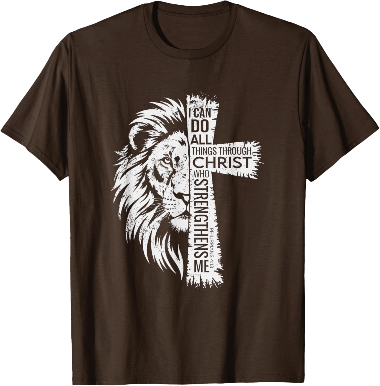 Lion of Judah and Cross Shirt with Philippians 4:13 Inspirational Tee - 2