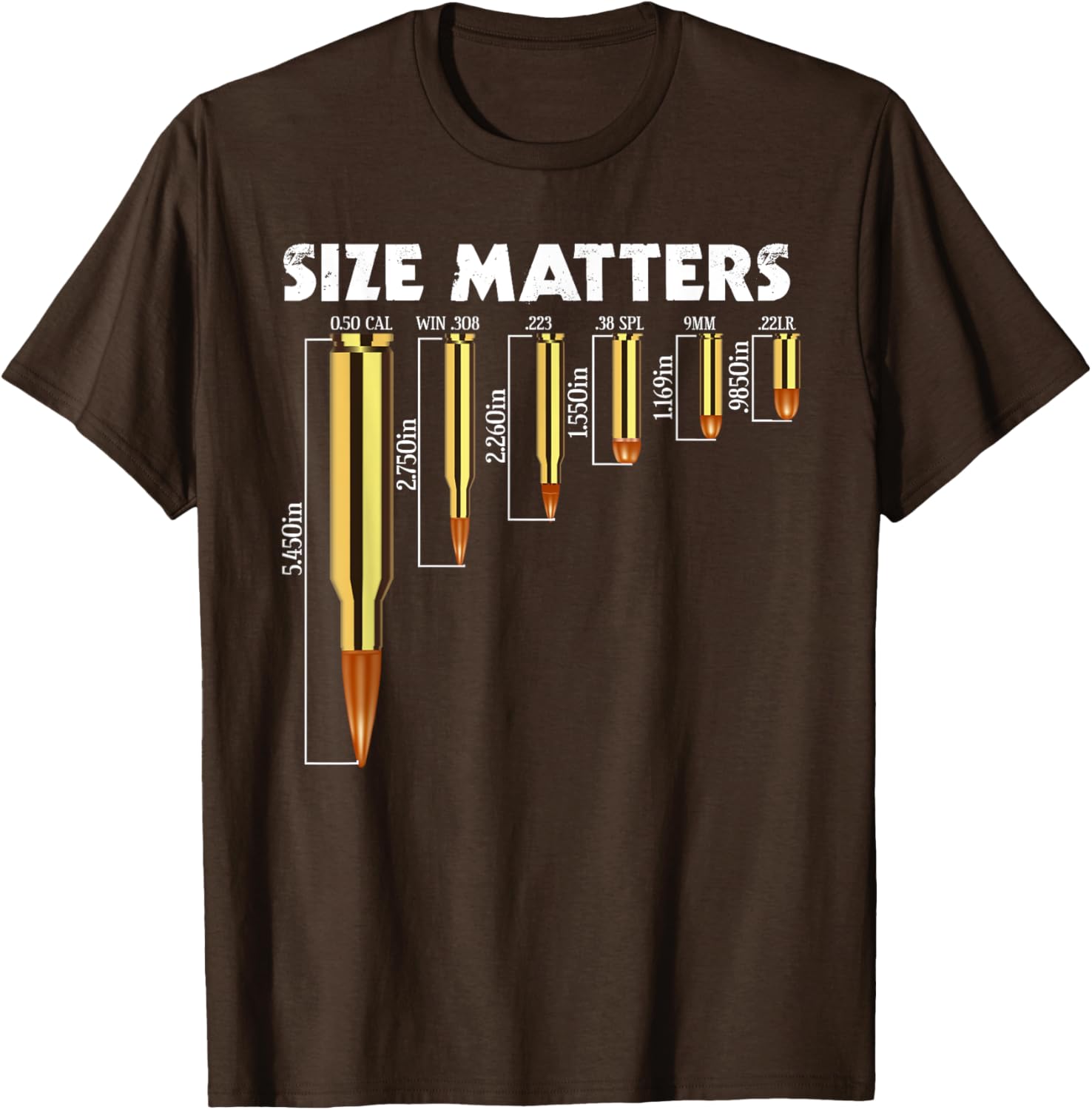 Size Matters T-Shirt for Bullet Lovers, Perfect Caliber Graphic Tee - 6